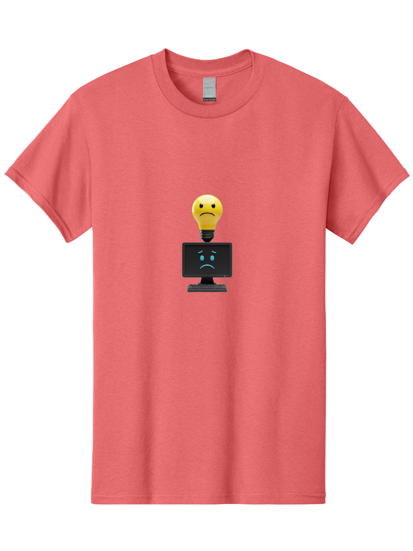 Sad-Light-Bulb Men'S Graphic Tee, 100% Cotton, Comfortable Casual Summer Wear, Machine Washable, Sad Emoji, Frowning Face, Unhappy Computer, Disappointing Technology, Frustrations, Negative Emotions, Distress, Gloomy Atmosphere, Bab376 27