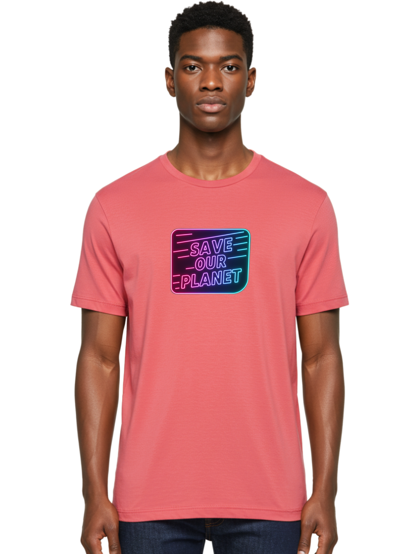 Save-Our-Planet-3 Men'S Graphic Tee, 100% Cotton, Comfortable Casual Summer Wear, Machine Washable, Neon Sign, Save Our Planet, Environmental Awareness, Eco-Friendly Message, Sustainability, Conservation, Activism, Social Impact, Neon Lights Bab379 10