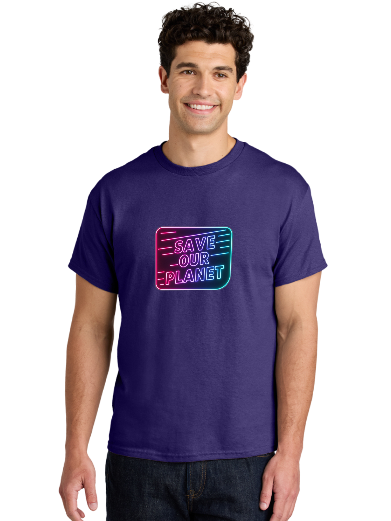 Save-Our-Planet-3 Men'S Graphic Tee, 100% Cotton, Comfortable Casual Summer Wear, Machine Washable, Neon Sign, Save Our Planet, Environmental Awareness, Eco-Friendly Message, Sustainability, Conservation, Activism, Social Impact, Neon Lights Bab379 20