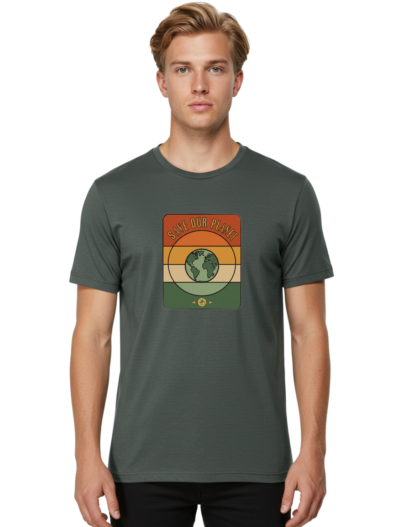 Save-Our-Planet Men'S Graphic Tee, 100% Cotton, Comfortable Casual Summer Wear, Machine Washable, Earth Conservation, Environmental Protection, Save Our Planet, Eco Friendly, Global Sustainability, Green Initiative, Retro Style, Bab385 6
