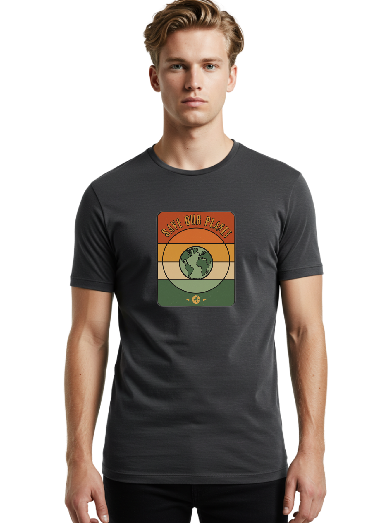 Save-Our-Planet Men'S Graphic Tee, 100% Cotton, Comfortable Casual Summer Wear, Machine Washable, Earth Conservation, Environmental Protection, Save Our Planet, Eco Friendly, Global Sustainability, Green Initiative, Retro Style, Bab385 4