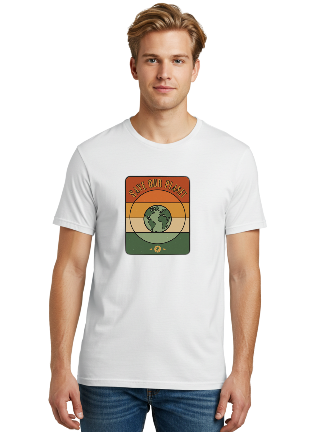 Save-Our-Planet Men'S Graphic Tee, 100% Cotton, Comfortable Casual Summer Wear, Machine Washable, Earth Conservation, Environmental Protection, Save Our Planet, Eco Friendly, Global Sustainability, Green Initiative, Retro Style, Bab385 30