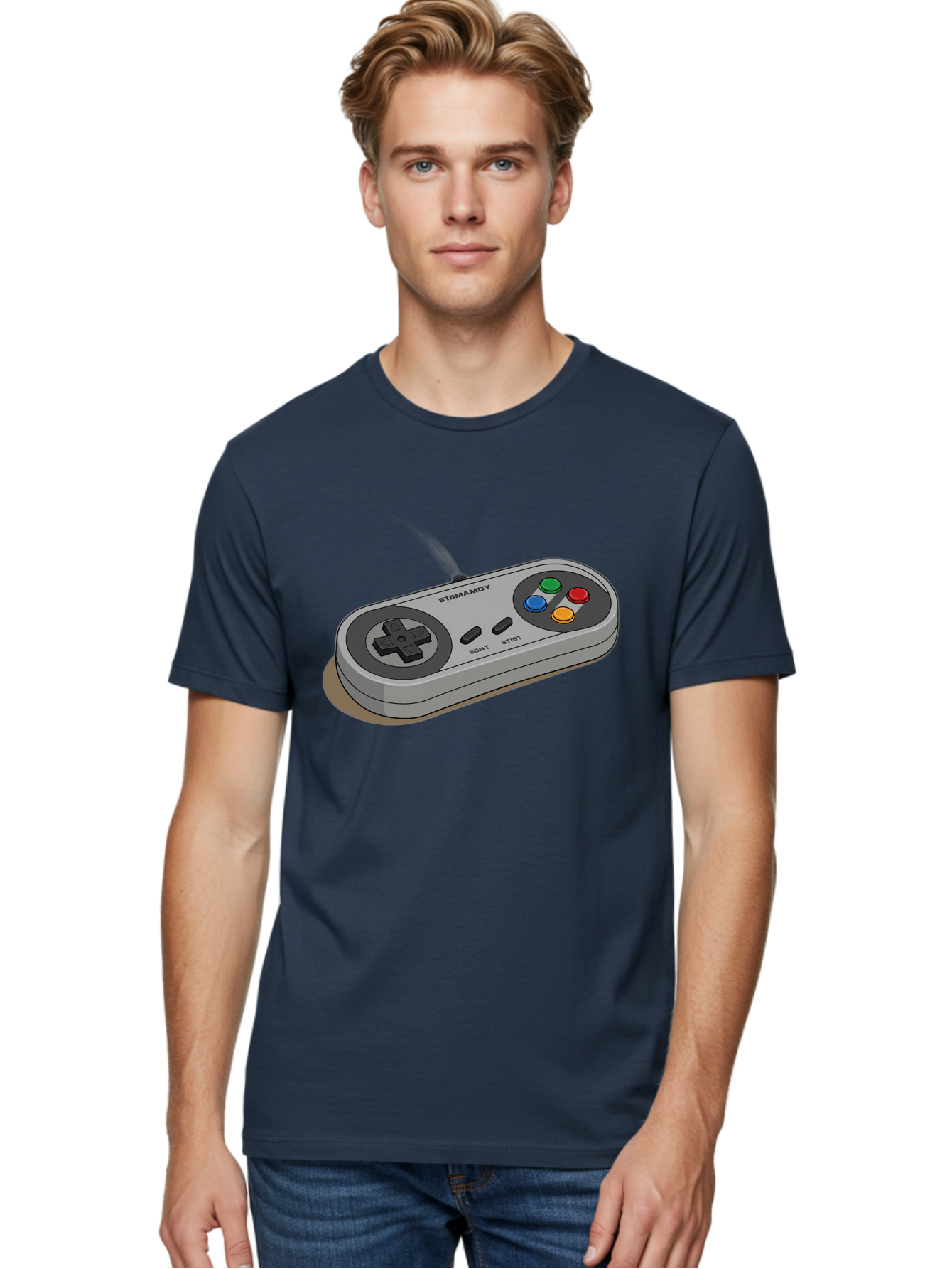 Sega-Stormd6Y-Gamepad Men'S Graphic Tee, 100% Cotton, Comfortable Casual Summer Wear, Machine Washable, Classic Gamepad, Sega Game Controller, Retro Gaming, Gamepad Design, 90S Gaming Nostalgia, Vintage Gaming, Gaming Peripherals, Bab389 24