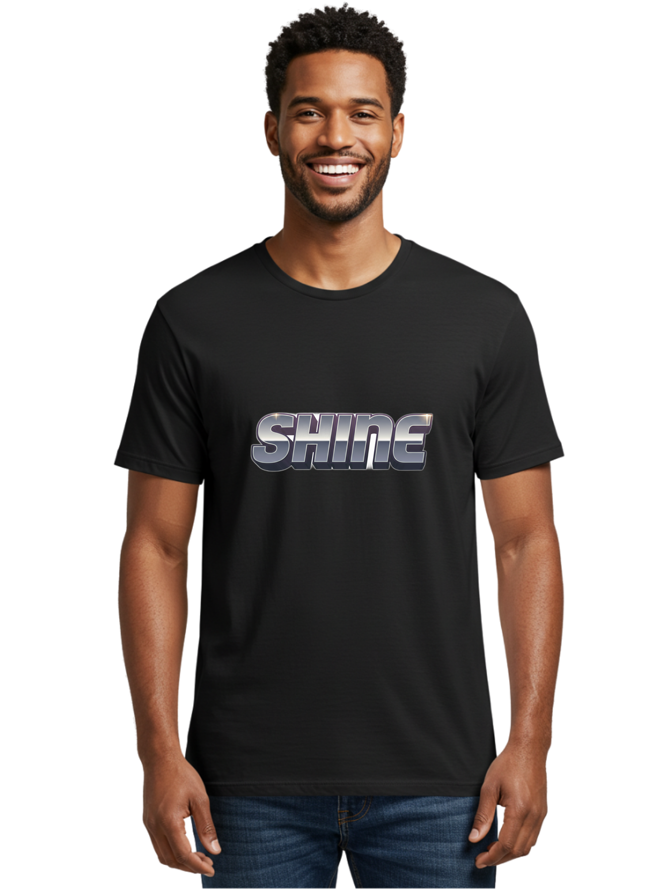 Shine Men'S Graphic Tee, 100% Cotton, Comfortable Casual Summer Wear, Machine Washable, Shine, Motivational Quote, Inspirational Words, Positivity, Empowerment, Silver Text, 3D Effect, Bold Font, Modern Design Bab392 20