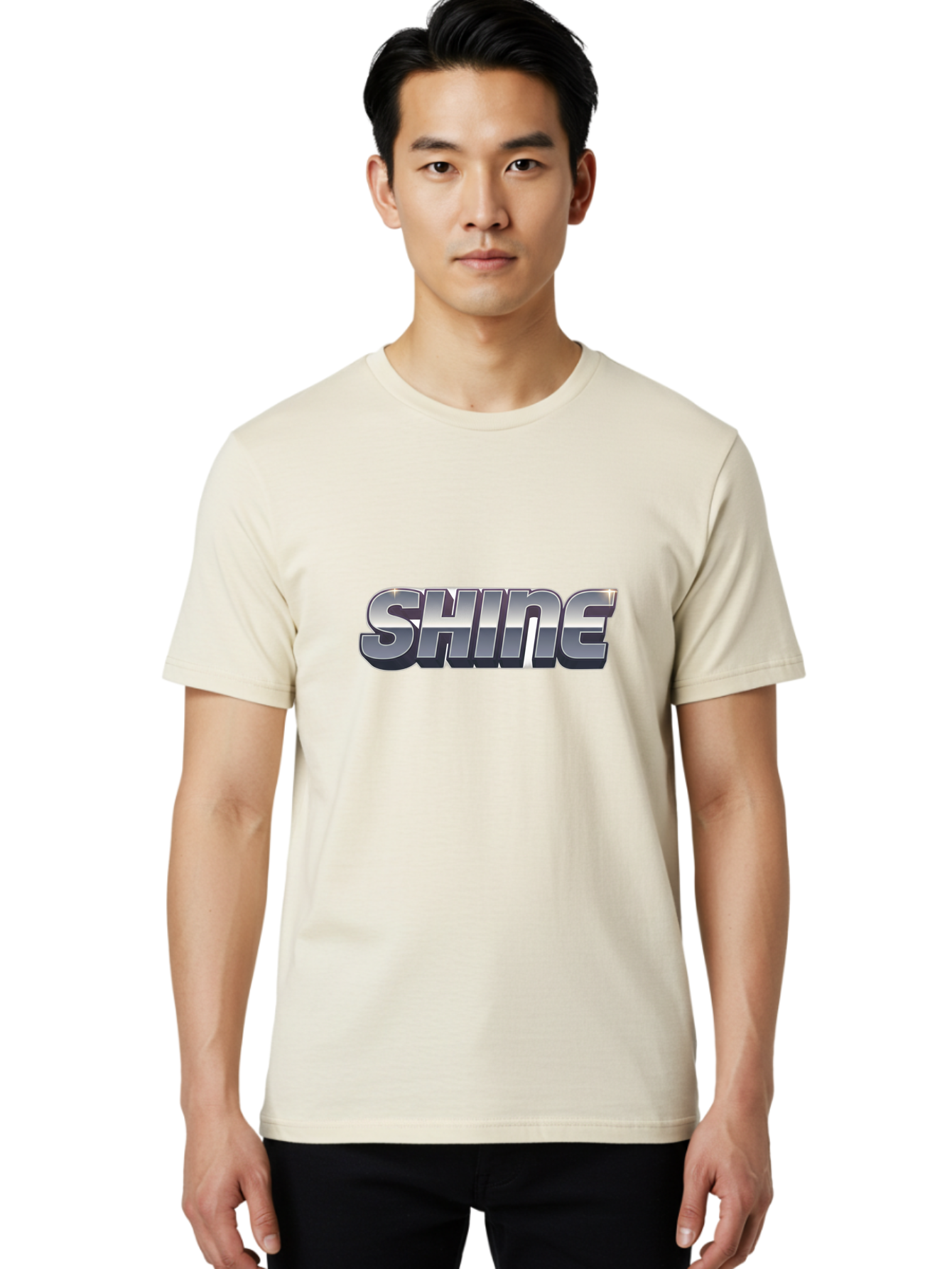 Shine Men'S Graphic Tee, 100% Cotton, Comfortable Casual Summer Wear, Machine Washable, Shine, Motivational Quote, Inspirational Words, Positivity, Empowerment, Silver Text, 3D Effect, Bold Font, Modern Design Bab392 30