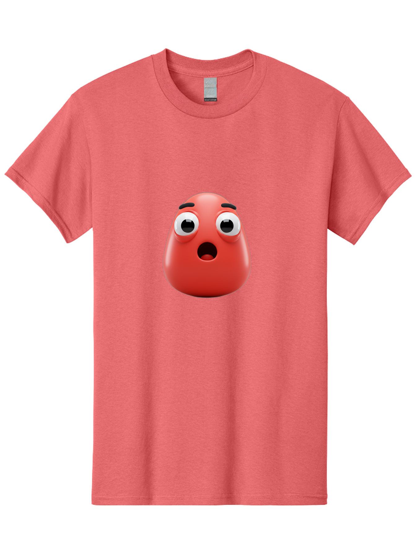 Shocked-Emoji Men'S Graphic Tee, 100% Cotton, Comfortable Casual Summer Wear, Machine Washable, Shocked Face, Surprised Expression, Cartoon Emoji, Red Color, Eyebrow Raised, Mouth Agape, Astonished Look, Funny Face, Emoticon, 3D Rendering, Bab393 19