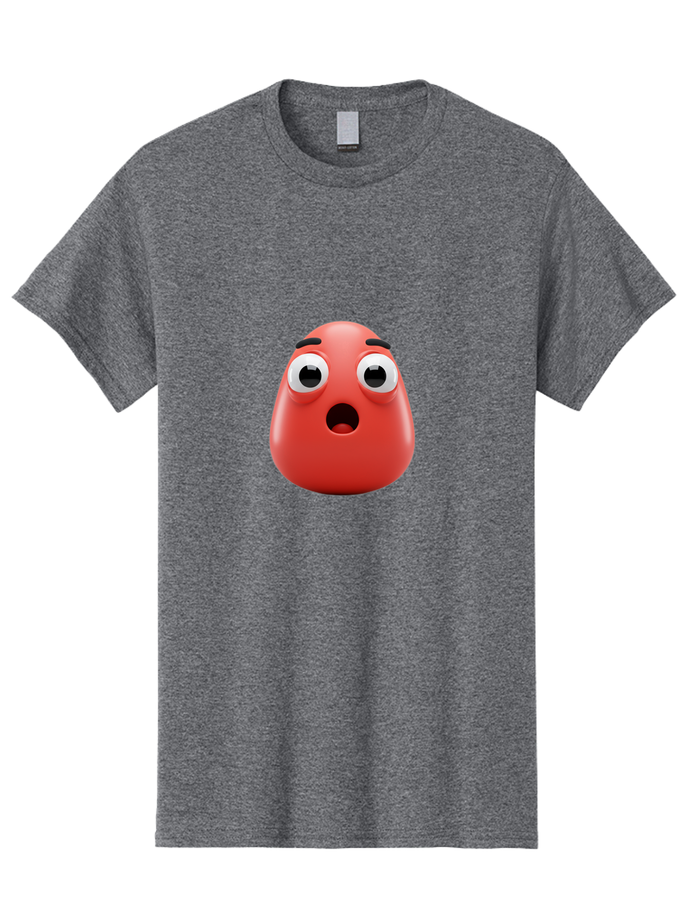 Shocked-Emoji Men'S Graphic Tee, 100% Cotton, Comfortable Casual Summer Wear, Machine Washable, Shocked Face, Surprised Expression, Cartoon Emoji, Red Color, Eyebrow Raised, Mouth Agape, Astonished Look, Funny Face, Emoticon, 3D Rendering, Bab393 27