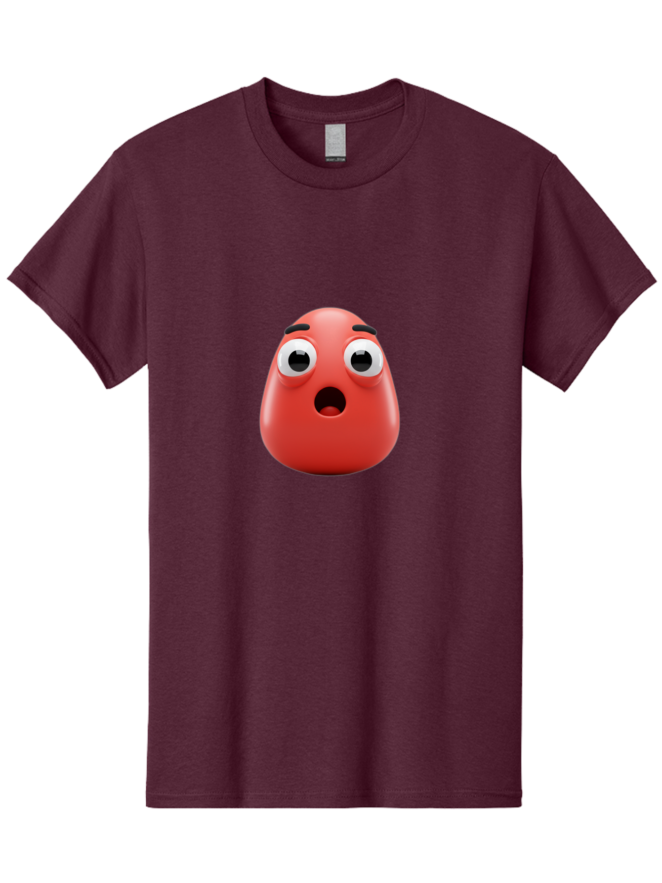 Shocked-Emoji Men'S Graphic Tee, 100% Cotton, Comfortable Casual Summer Wear, Machine Washable, Shocked Face, Surprised Expression, Cartoon Emoji, Red Color, Eyebrow Raised, Mouth Agape, Astonished Look, Funny Face, Emoticon, 3D Rendering, Bab393 3