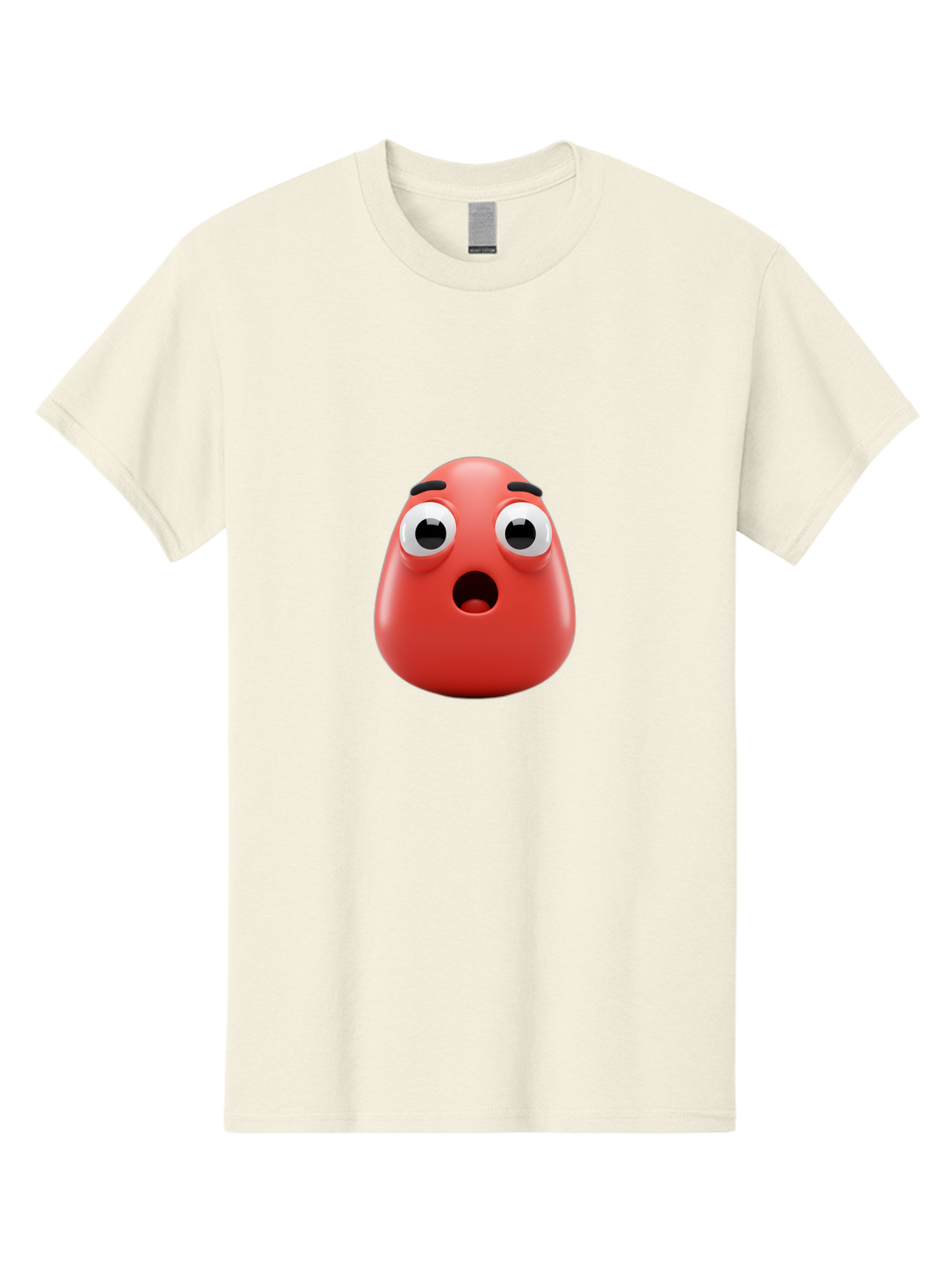 Shocked-Emoji Men'S Graphic Tee, 100% Cotton, Comfortable Casual Summer Wear, Machine Washable, Shocked Face, Surprised Expression, Cartoon Emoji, Red Color, Eyebrow Raised, Mouth Agape, Astonished Look, Funny Face, Emoticon, 3D Rendering, Bab393 25