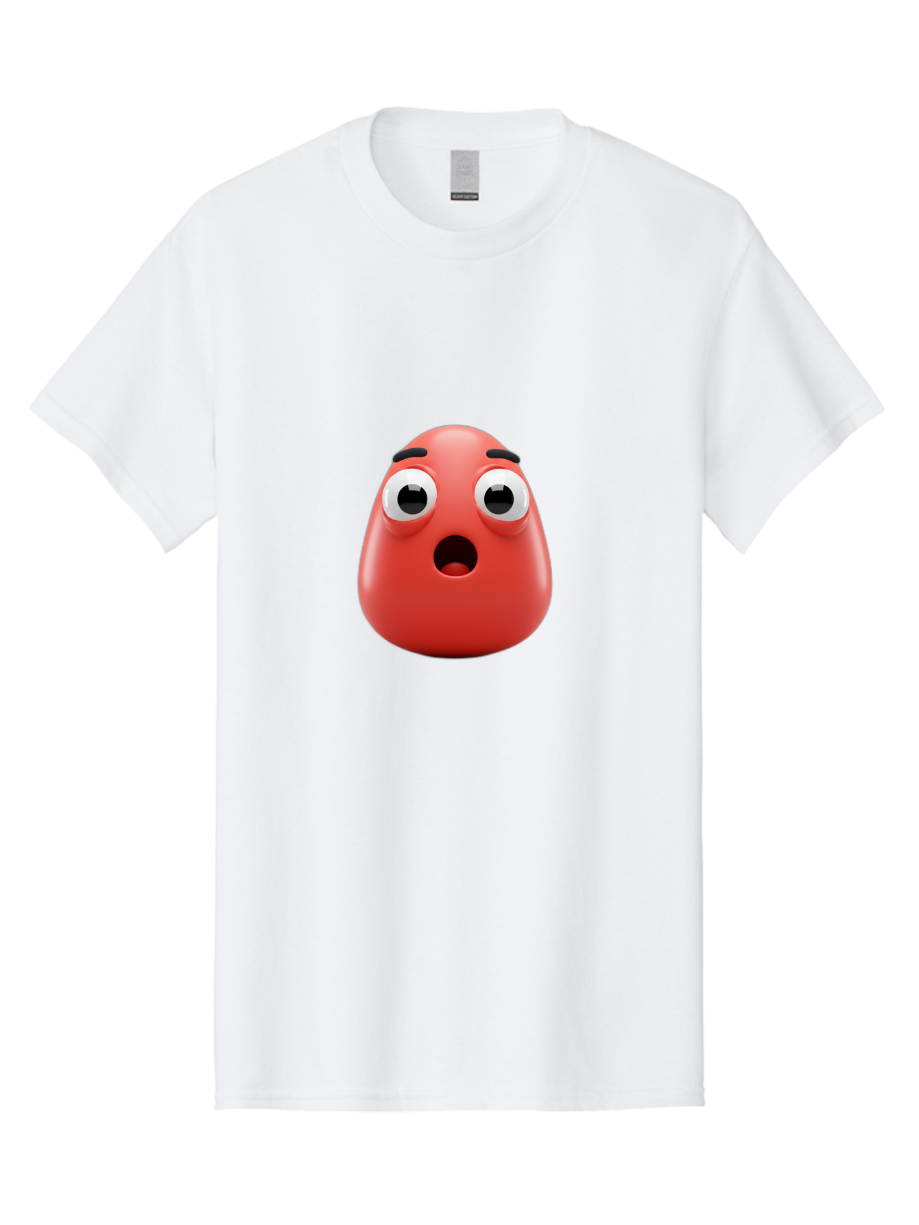 Shocked-Emoji Men'S Graphic Tee, 100% Cotton, Comfortable Casual Summer Wear, Machine Washable, Shocked Face, Surprised Expression, Cartoon Emoji, Red Color, Eyebrow Raised, Mouth Agape, Astonished Look, Funny Face, Emoticon, 3D Rendering, Bab393 7