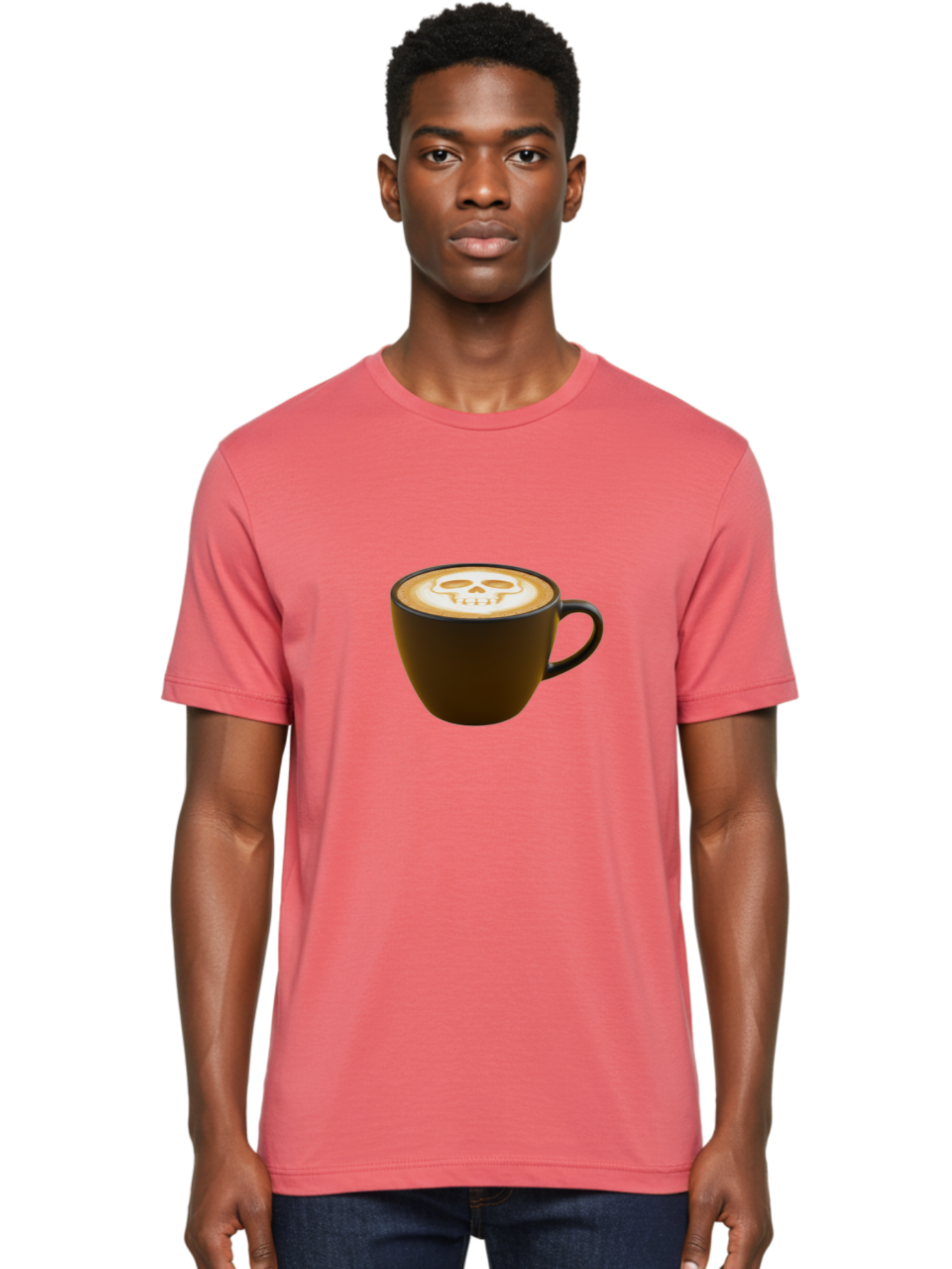 Skull-Coffee Men'S Graphic Tee, 100% Cotton, Comfortable Casual Summer Wear, Machine Washable, Latte Art, Coffee Design, Skull Pattern, Creative Coffee Art, Unique Latte Design, Coffee Culture, Foam Art, Barista Skills Bab397 8