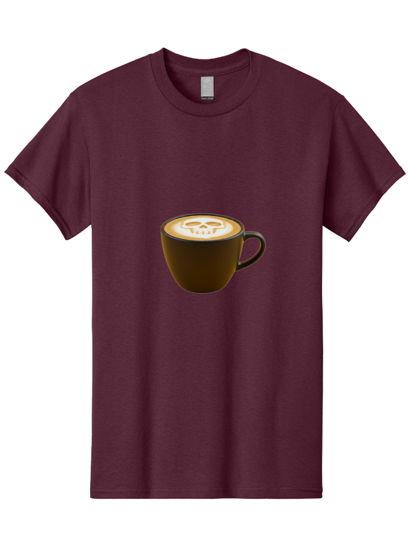 Skull-Coffee Men'S Graphic Tee, 100% Cotton, Comfortable Casual Summer Wear, Machine Washable, Latte Art, Coffee Design, Skull Pattern, Creative Coffee Art, Unique Latte Design, Coffee Culture, Foam Art, Barista Skills Bab397 23