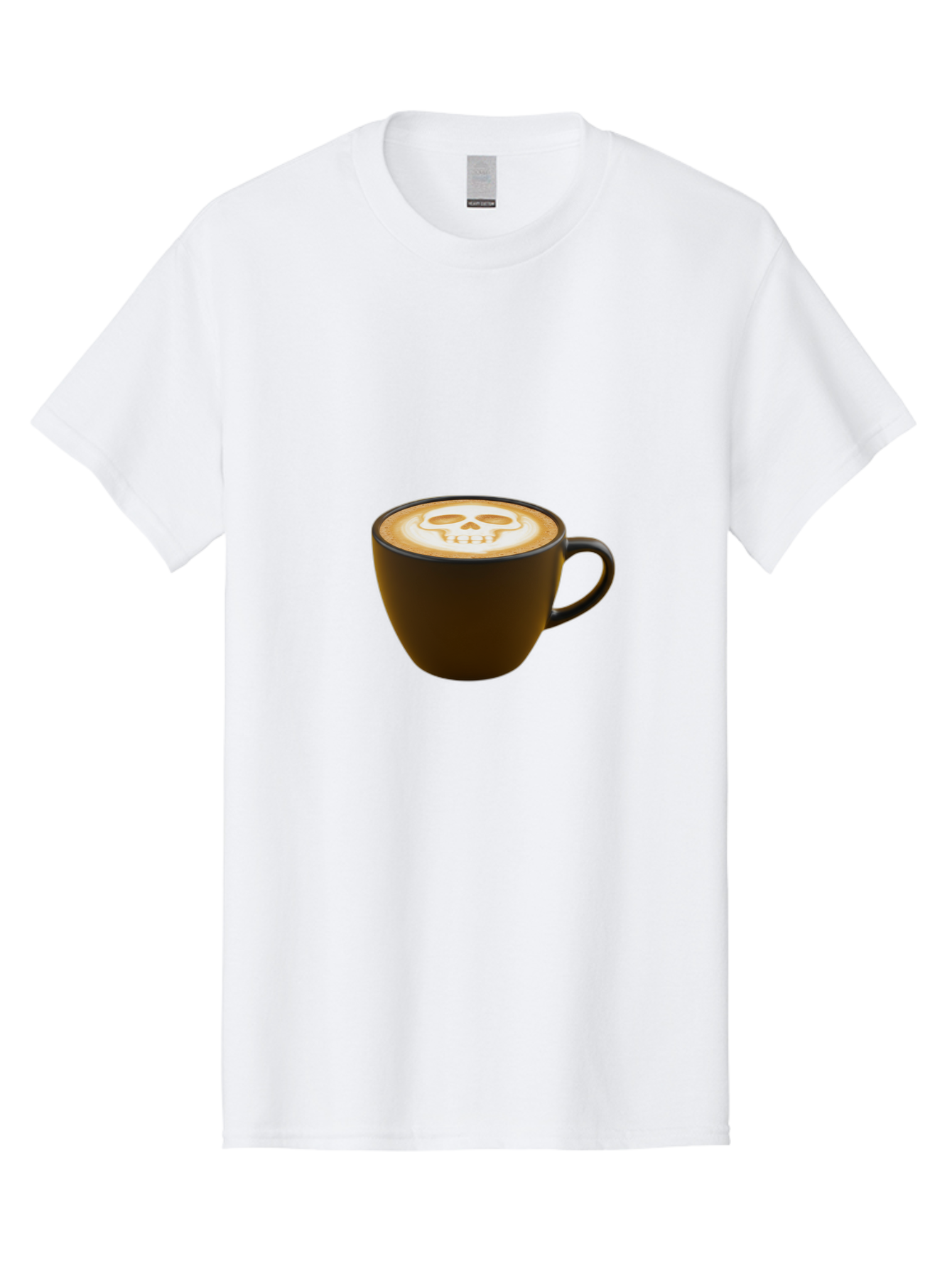 Skull-Coffee Men'S Graphic Tee, 100% Cotton, Comfortable Casual Summer Wear, Machine Washable, Latte Art, Coffee Design, Skull Pattern, Creative Coffee Art, Unique Latte Design, Coffee Culture, Foam Art, Barista Skills Bab397 3