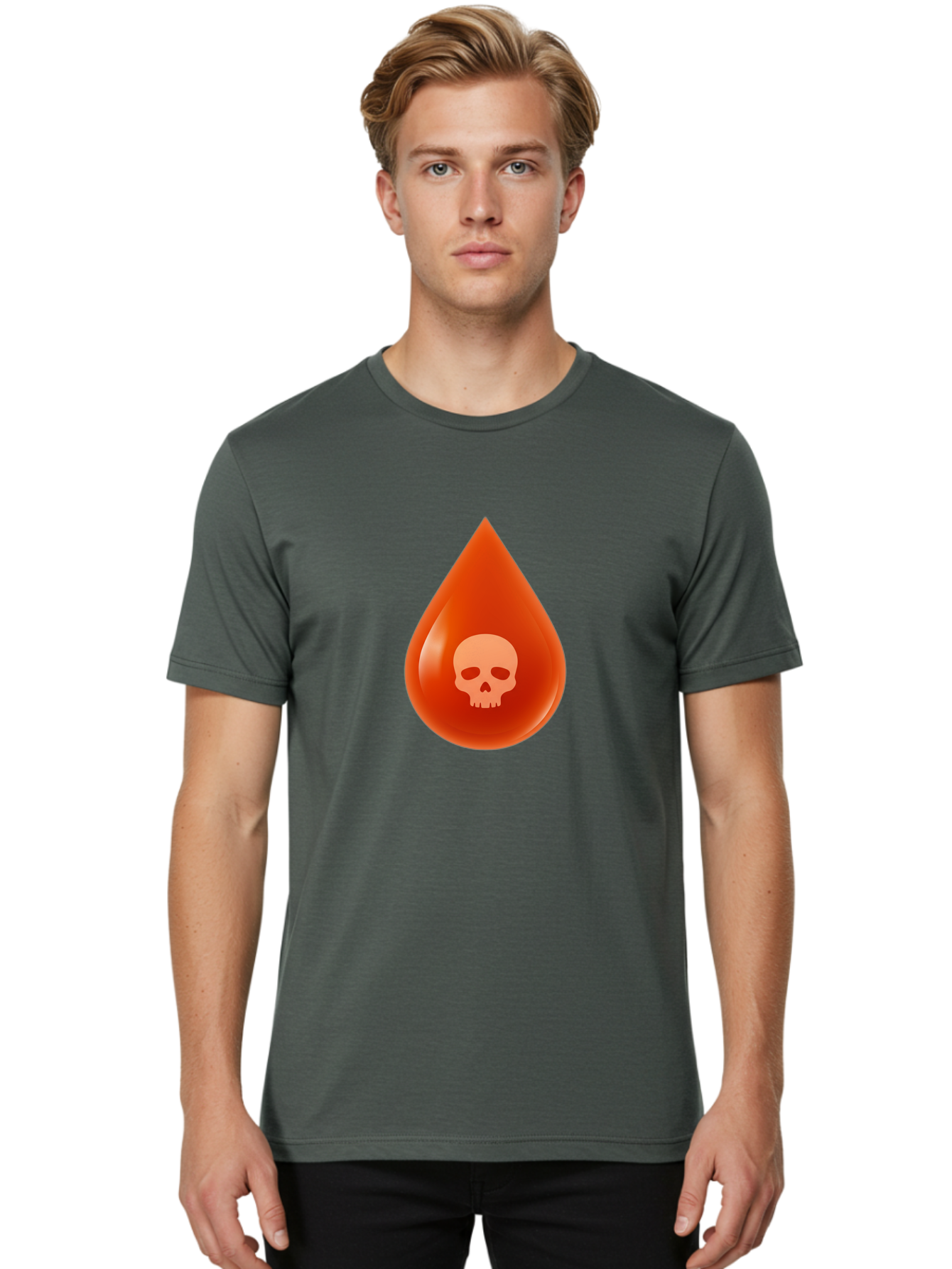 Skull-Drop Men'S Graphic Tee, 100% Cotton, Comfortable Casual Summer Wear, Machine Washable, Skull Symbol, Poison Warning, Danger Sign, Toxic Liquid, Hazardous Substance, Danger Alert, Warning Sign Bab398 4