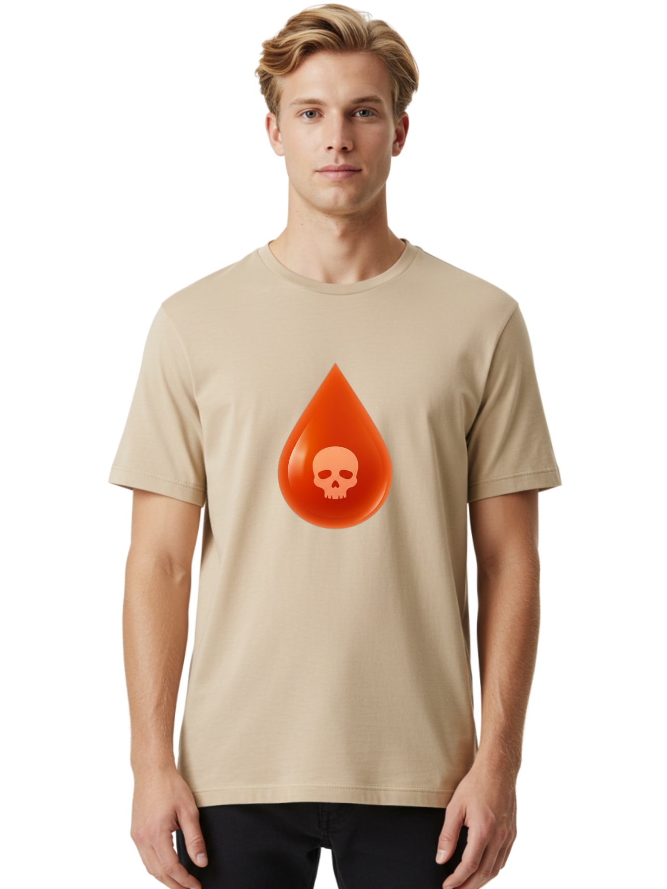 Skull-Drop Men'S Graphic Tee, 100% Cotton, Comfortable Casual Summer Wear, Machine Washable, Skull Symbol, Poison Warning, Danger Sign, Toxic Liquid, Hazardous Substance, Danger Alert, Warning Sign Bab398 30