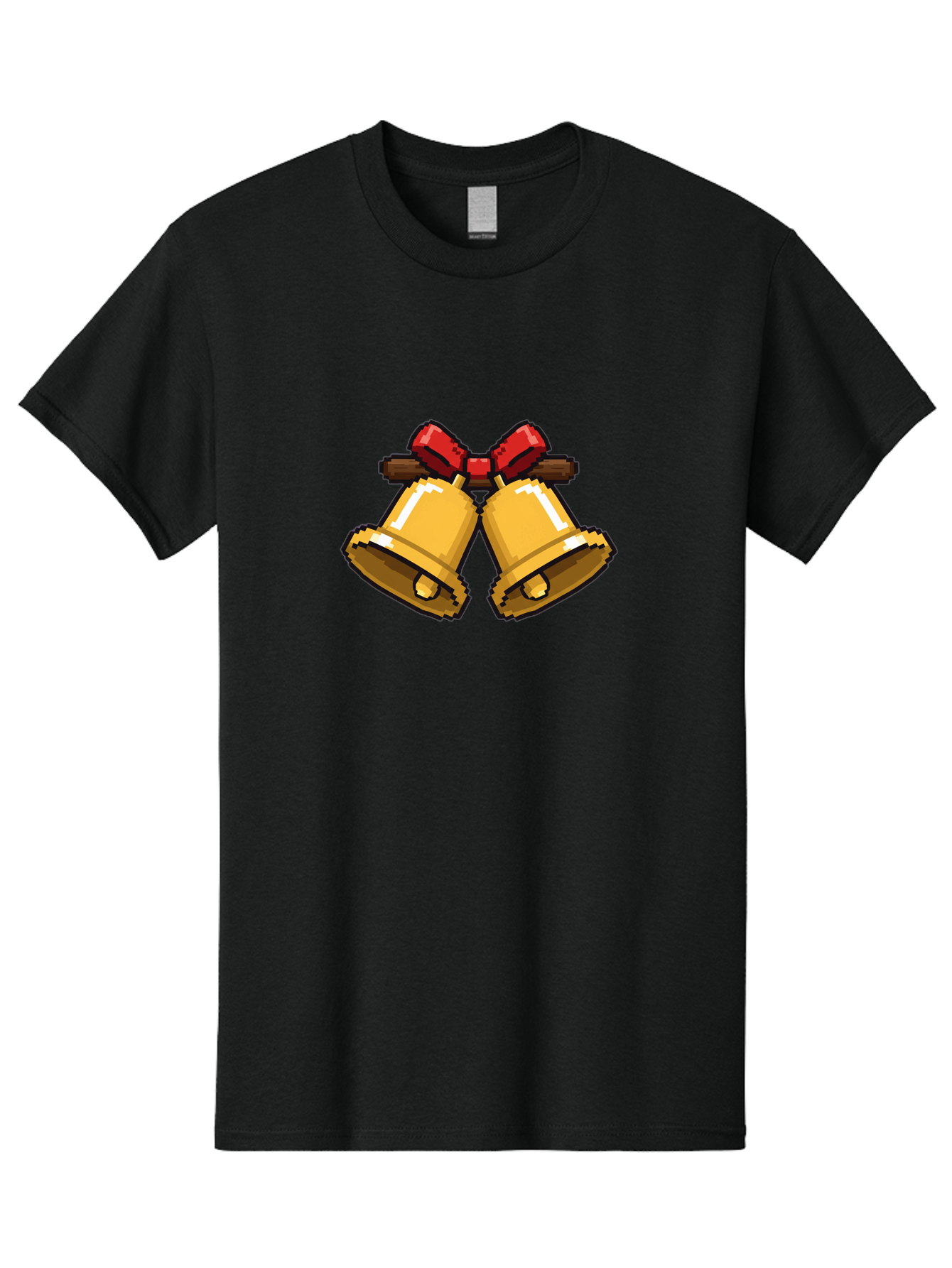 Sleigh-Bells Men'S Graphic Tee, 100% Cotton, Comfortable Casual Summer Wear, Machine Washable, Gold Bells, Christmas Decorations, Festive Decor, Holiday Cheer, Jingling Bells, Red Bow, Christmas Symbolism, Winter Wonderland, Seasonal Greetings Bab399 17