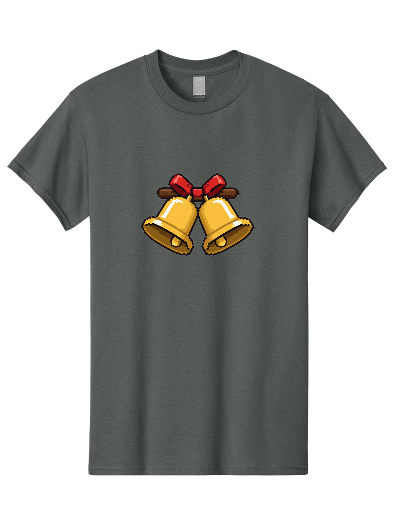 Sleigh-Bells Men'S Graphic Tee, 100% Cotton, Comfortable Casual Summer Wear, Machine Washable, Gold Bells, Christmas Decorations, Festive Decor, Holiday Cheer, Jingling Bells, Red Bow, Christmas Symbolism, Winter Wonderland, Seasonal Greetings Bab399 13