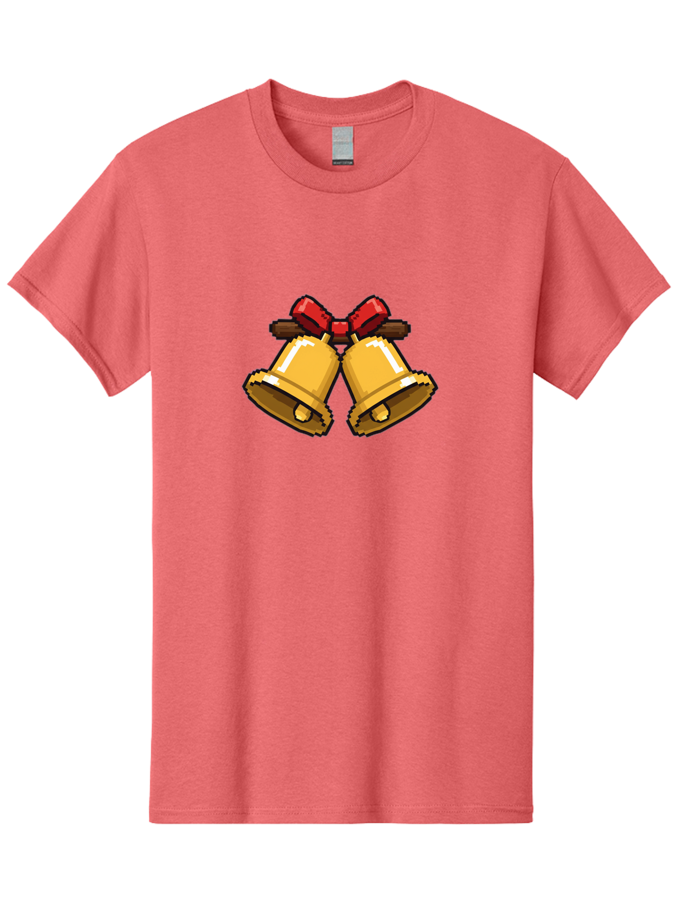 Sleigh-Bells Men'S Graphic Tee, 100% Cotton, Comfortable Casual Summer Wear, Machine Washable, Gold Bells, Christmas Decorations, Festive Decor, Holiday Cheer, Jingling Bells, Red Bow, Christmas Symbolism, Winter Wonderland, Seasonal Greetings Bab399 15