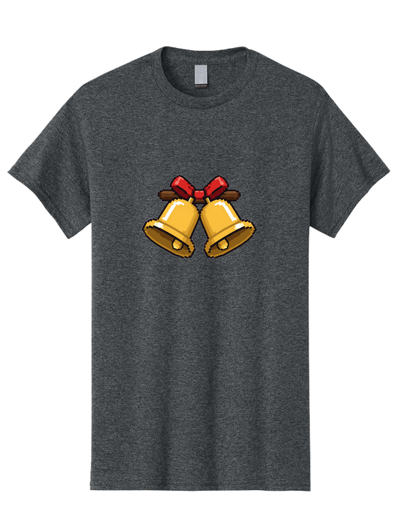Sleigh-Bells Men'S Graphic Tee, 100% Cotton, Comfortable Casual Summer Wear, Machine Washable, Gold Bells, Christmas Decorations, Festive Decor, Holiday Cheer, Jingling Bells, Red Bow, Christmas Symbolism, Winter Wonderland, Seasonal Greetings Bab399 19