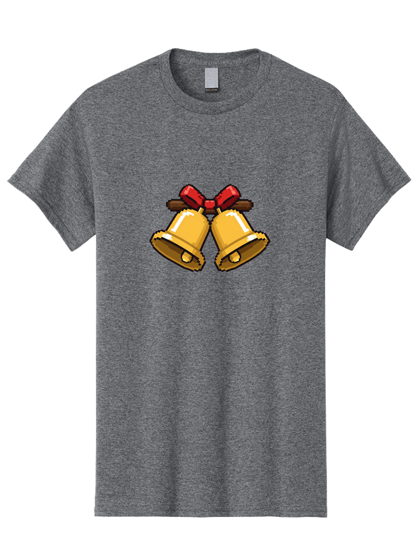 Sleigh-Bells Men'S Graphic Tee, 100% Cotton, Comfortable Casual Summer Wear, Machine Washable, Gold Bells, Christmas Decorations, Festive Decor, Holiday Cheer, Jingling Bells, Red Bow, Christmas Symbolism, Winter Wonderland, Seasonal Greetings Bab399 7