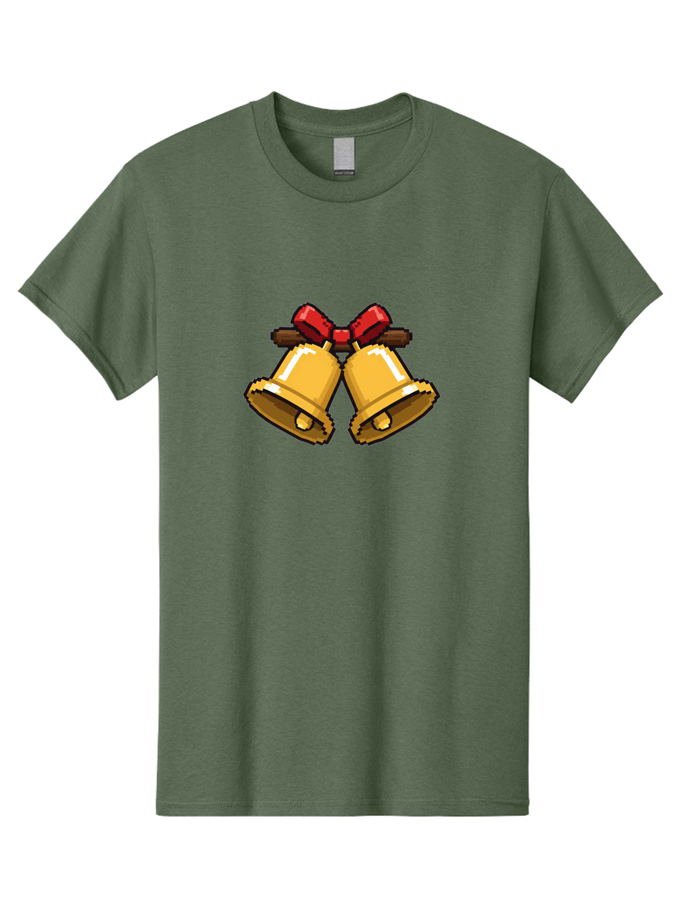 Sleigh-Bells Men'S Graphic Tee, 100% Cotton, Comfortable Casual Summer Wear, Machine Washable, Gold Bells, Christmas Decorations, Festive Decor, Holiday Cheer, Jingling Bells, Red Bow, Christmas Symbolism, Winter Wonderland, Seasonal Greetings Bab399 29