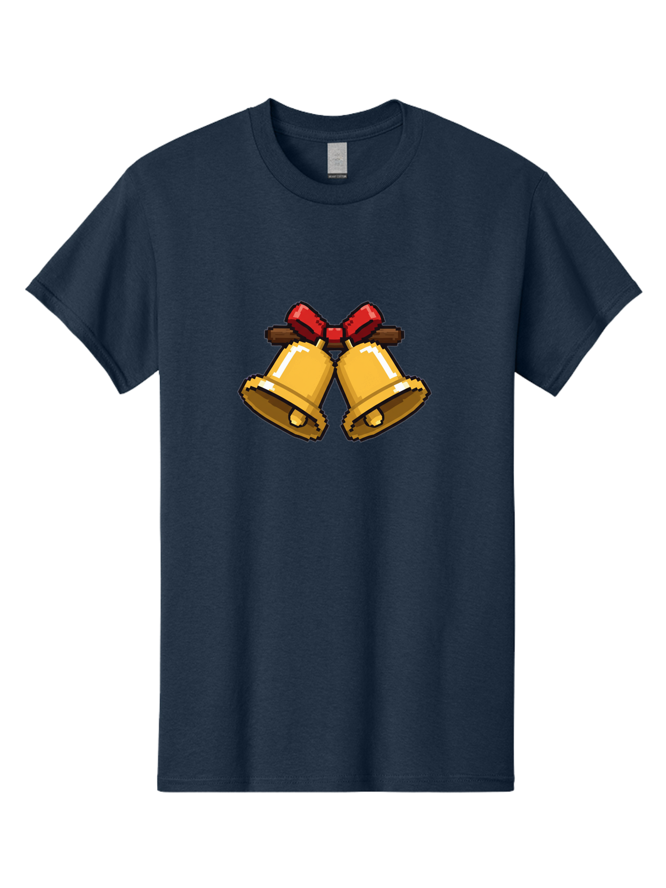 Sleigh-Bells Men'S Graphic Tee, 100% Cotton, Comfortable Casual Summer Wear, Machine Washable, Gold Bells, Christmas Decorations, Festive Decor, Holiday Cheer, Jingling Bells, Red Bow, Christmas Symbolism, Winter Wonderland, Seasonal Greetings Bab399 5