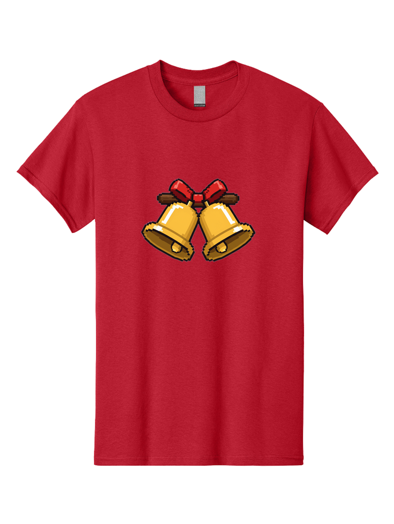 Sleigh-Bells Men'S Graphic Tee, 100% Cotton, Comfortable Casual Summer Wear, Machine Washable, Gold Bells, Christmas Decorations, Festive Decor, Holiday Cheer, Jingling Bells, Red Bow, Christmas Symbolism, Winter Wonderland, Seasonal Greetings Bab399 21
