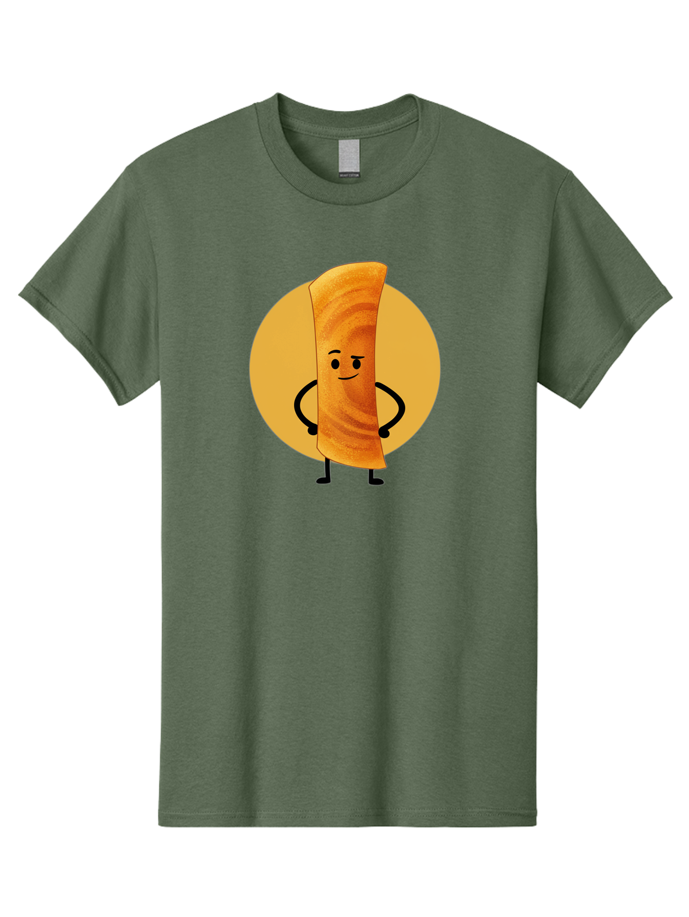 Smiling-Crepe Men'S Graphic Tee, 100% Cotton, Comfortable Casual Summer Wear, Machine Washable, Egg Roll Character, Cartoon Food, Smiling Face, Confident Pose, Black Legs, Yellow Circle, Cute Animation, Kawaii Design, Funny Illustration, Bab410 27