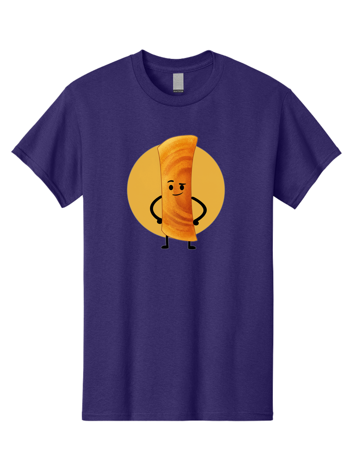 Smiling-Crepe Men'S Graphic Tee, 100% Cotton, Comfortable Casual Summer Wear, Machine Washable, Egg Roll Character, Cartoon Food, Smiling Face, Confident Pose, Black Legs, Yellow Circle, Cute Animation, Kawaii Design, Funny Illustration, Bab410 29