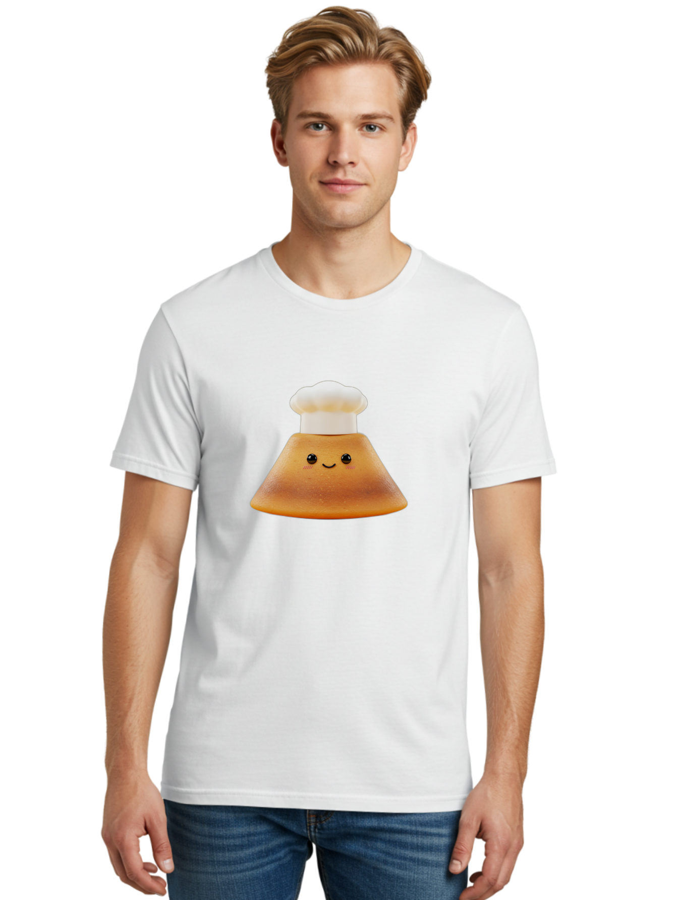 Smiling-Pancake Men'S Graphic Tee, 100% Cotton, Comfortable Casual Summer Wear, Machine Washable, Smiling Pancake, Chef Hat, Cartoon Style, Cute Breakfast Food, Fluffy Pancake, Adorable Character, Funny Face, Kawaii Culture, Breakfast Theme, Bab425 28