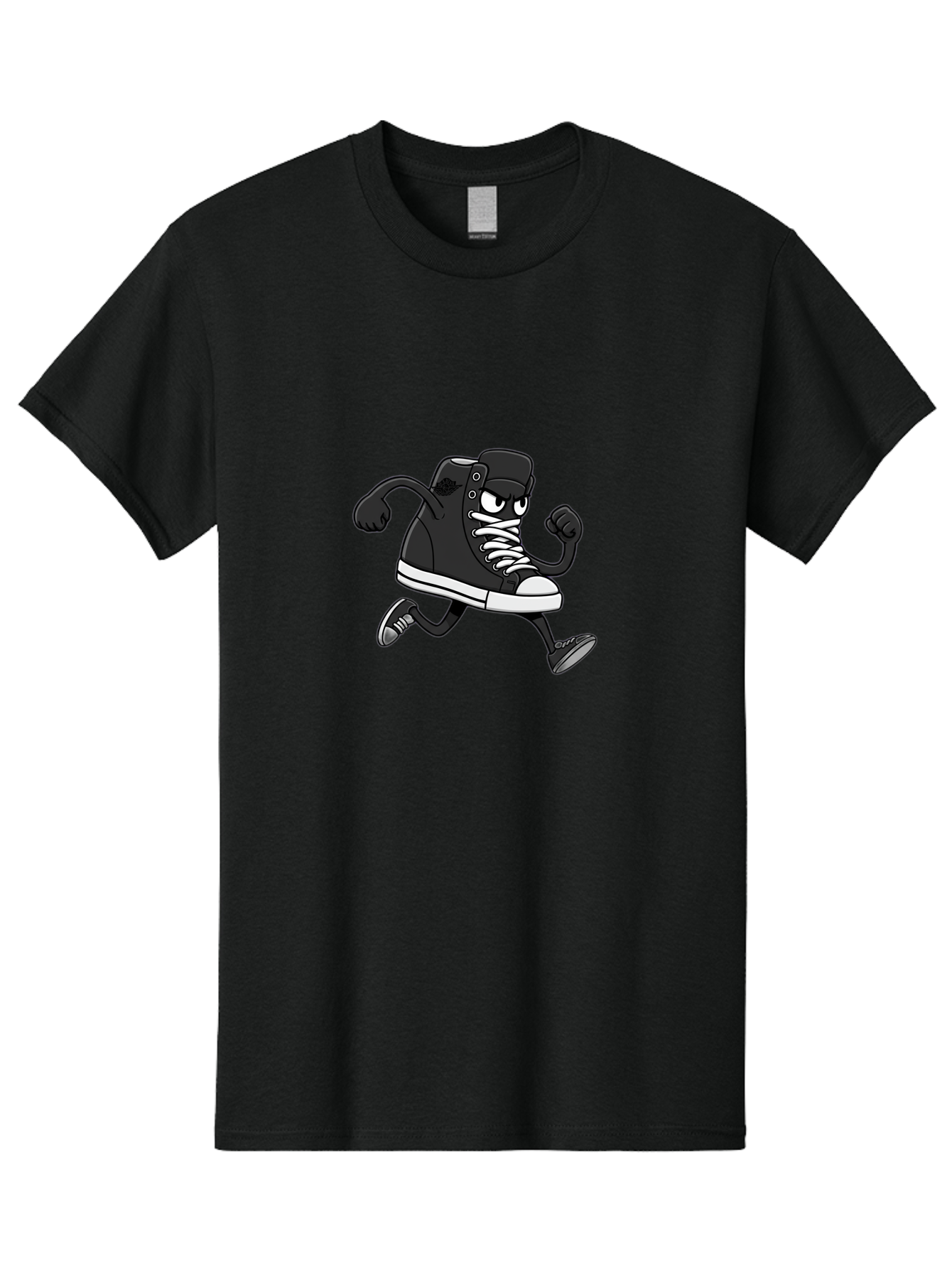 Sneaker-Character Men'S Graphic Tee, 100% Cotton, Comfortable Casual Summer Wear, Machine Washable, Cartoon Sneaker, Running Shoe, Black Converse, White Laces, Funny Character, Animated Footwear, Playful Design, Comic Illustration Bab429 21