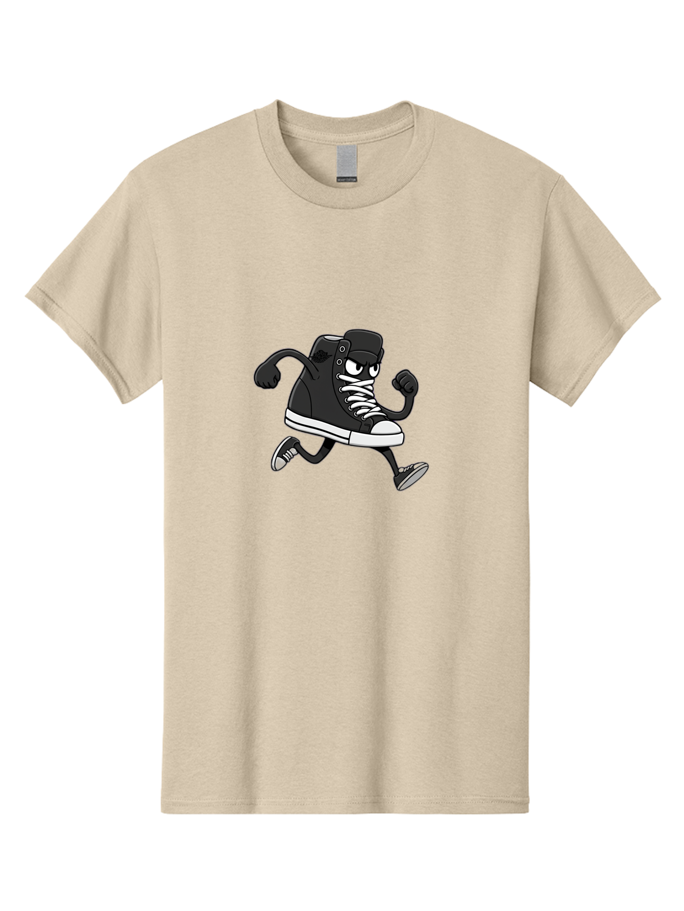 Sneaker-Character Men'S Graphic Tee, 100% Cotton, Comfortable Casual Summer Wear, Machine Washable, Cartoon Sneaker, Running Shoe, Black Converse, White Laces, Funny Character, Animated Footwear, Playful Design, Comic Illustration Bab429 15