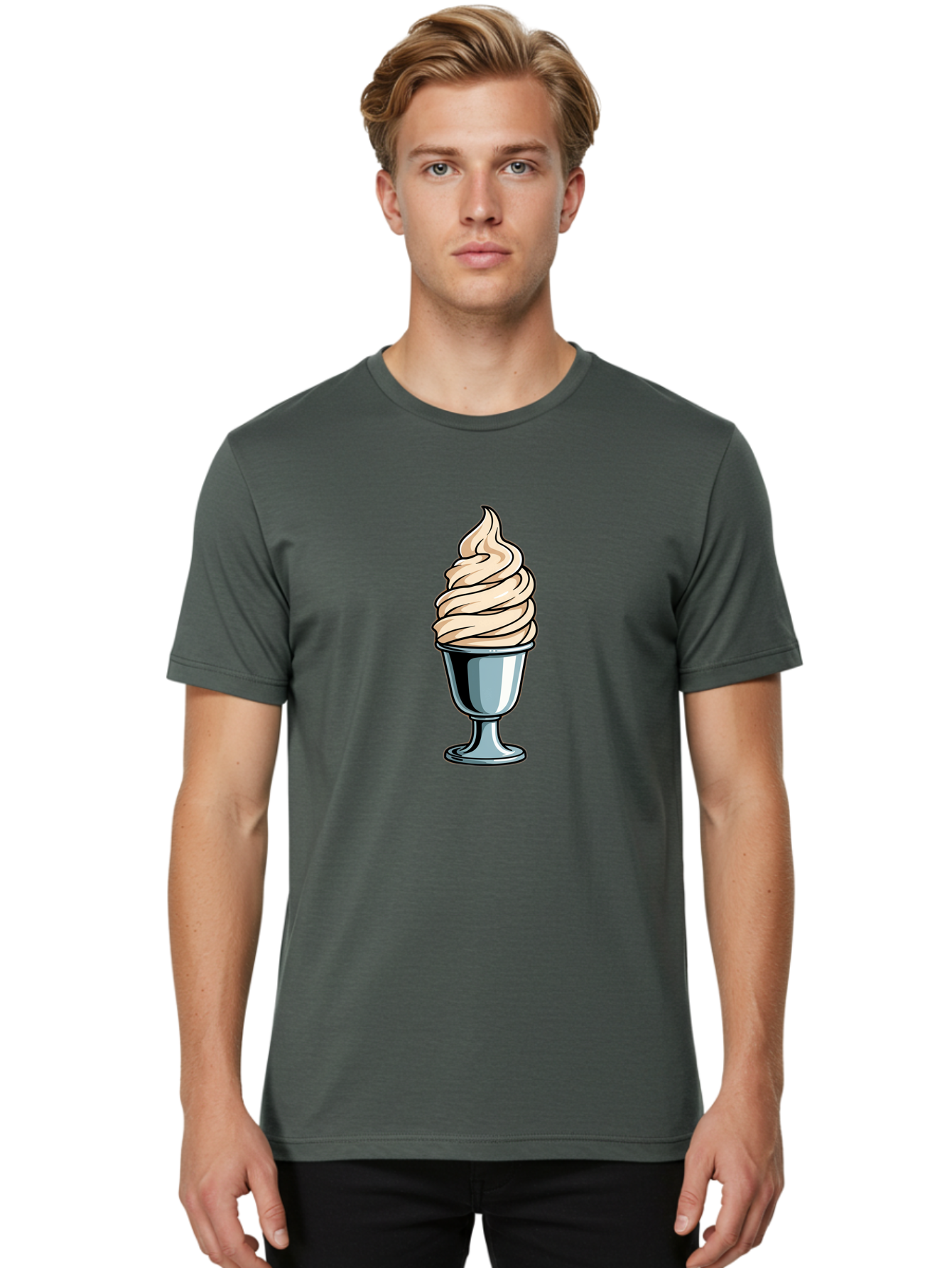 Soft-Serve Men'S Graphic Tee, 100% Cotton, Comfortable Casual Summer Wear, Machine Washable, Soft Serve Ice Cream, Frozen Dessert, Creamy Texture, Ice Cream Treat, Sweet Indulgence, Cold Comfort, Summer Delight, Dessert Lover, Tasty Pleasure Bab437 4