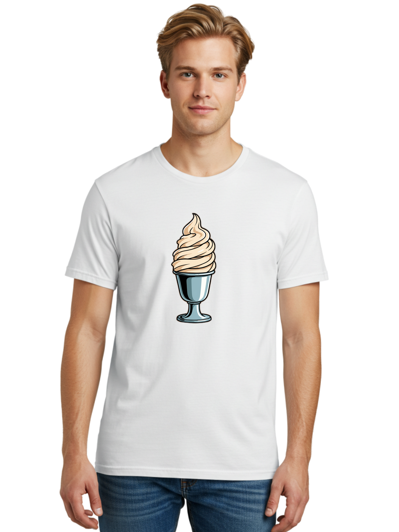 Soft-Serve Men'S Graphic Tee, 100% Cotton, Comfortable Casual Summer Wear, Machine Washable, Soft Serve Ice Cream, Frozen Dessert, Creamy Texture, Ice Cream Treat, Sweet Indulgence, Cold Comfort, Summer Delight, Dessert Lover, Tasty Pleasure Bab437 2
