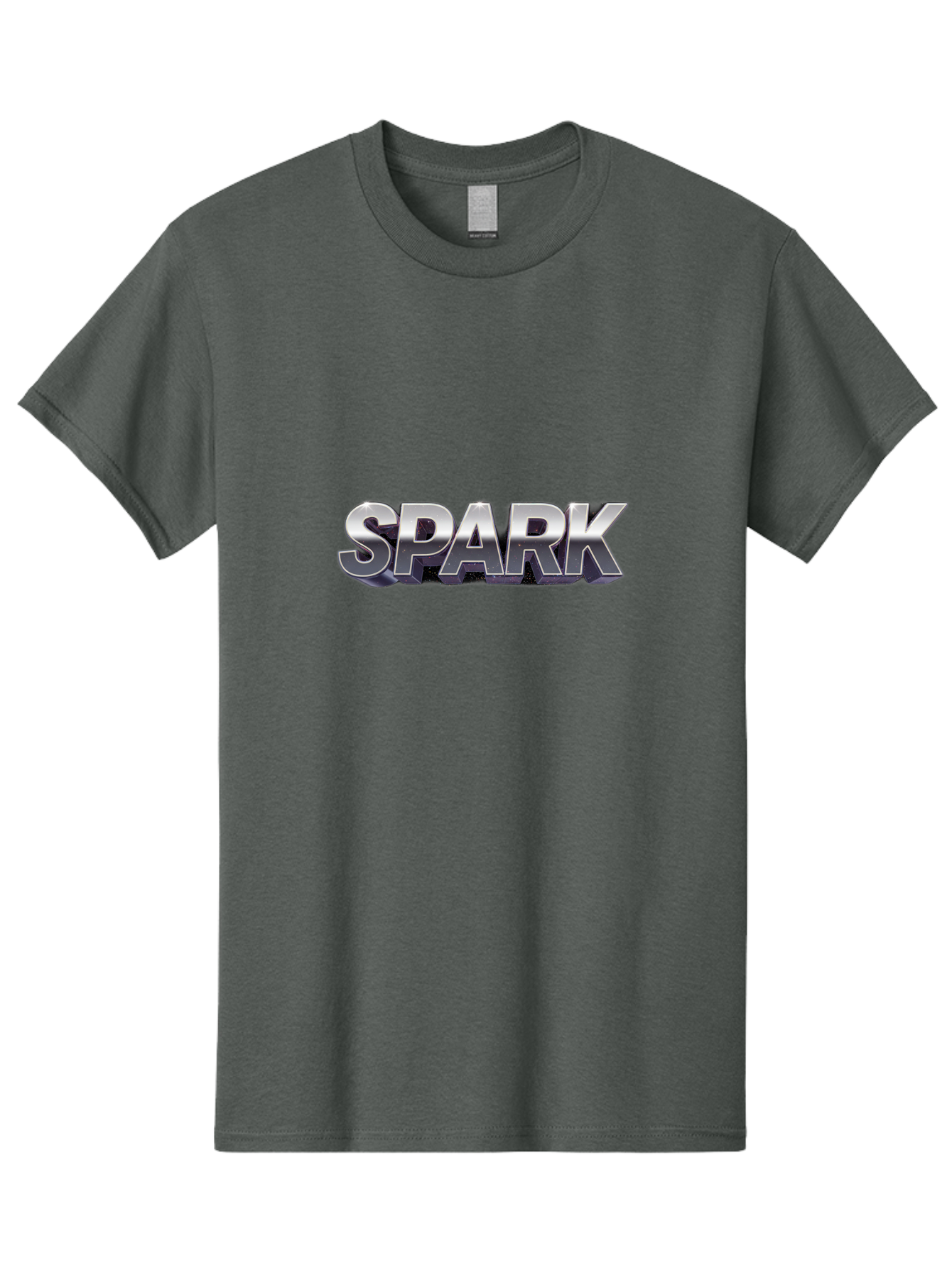 Spark Men'S Graphic Tee, 100% Cotton, Comfortable Casual Summer Wear, Machine Washable, Spark, Silver Text, Bold Font, Inspirational Quote, Motivation, Energy, Creativity, Dynamic Design, Modern Style Bab441 25