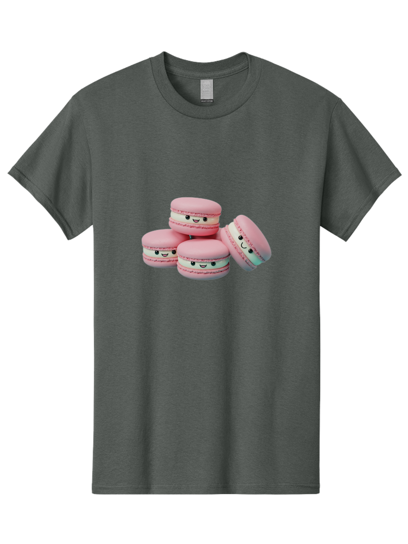 Squishy-Macarons Men'S Graphic Tee, 100% Cotton, Comfortable Casual Summer Wear, Machine Washable, Pink Macarons, Smiling Faces, Cute Desserts, Stack Of Macaroons, Sweet Treats, Adorable Faces, Tasty Macarons, Dessert Lovers, Kawaii Food Bab445 29