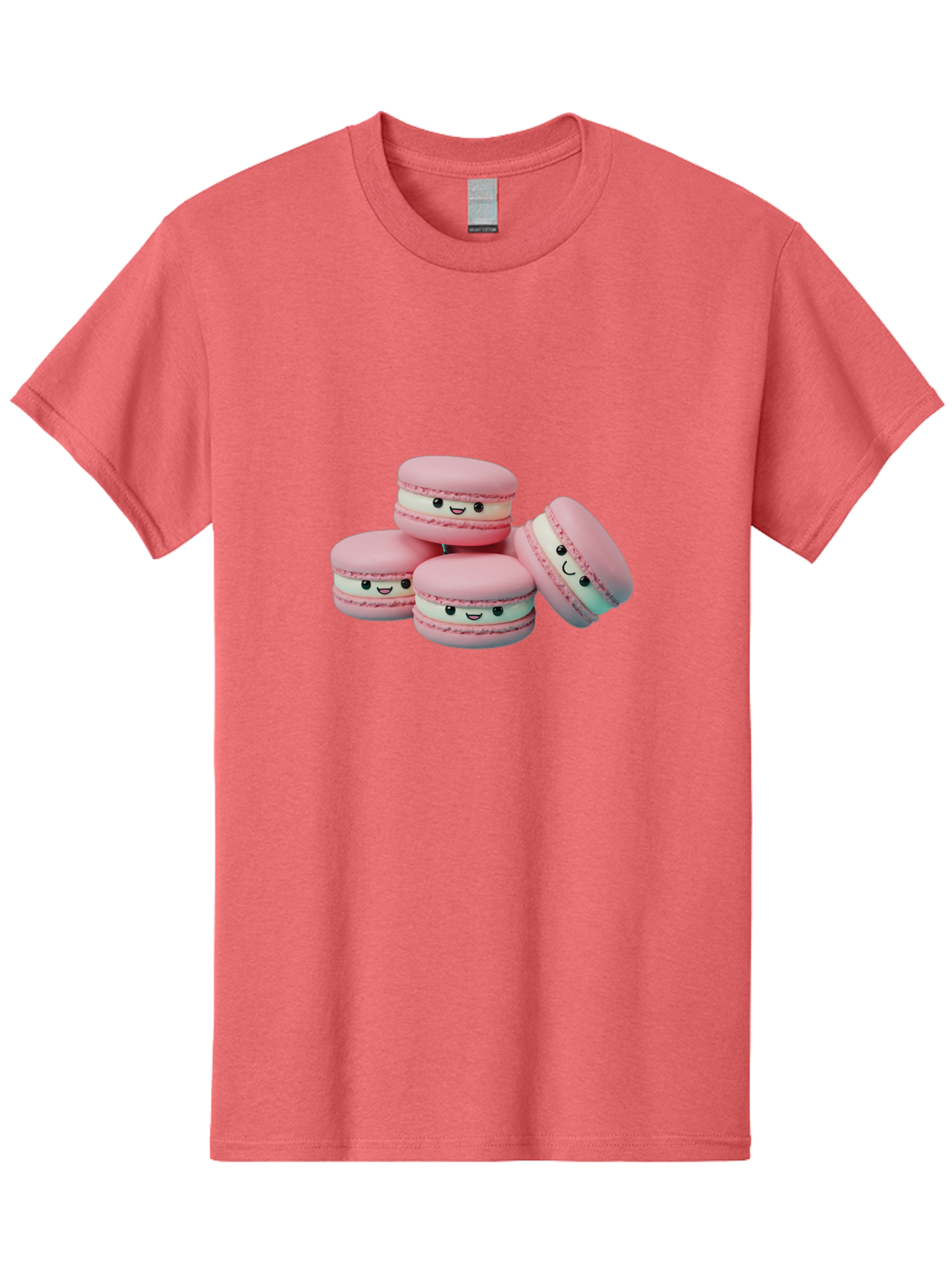 Squishy-Macarons Men'S Graphic Tee, 100% Cotton, Comfortable Casual Summer Wear, Machine Washable, Pink Macarons, Smiling Faces, Cute Desserts, Stack Of Macaroons, Sweet Treats, Adorable Faces, Tasty Macarons, Dessert Lovers, Kawaii Food Bab445 21