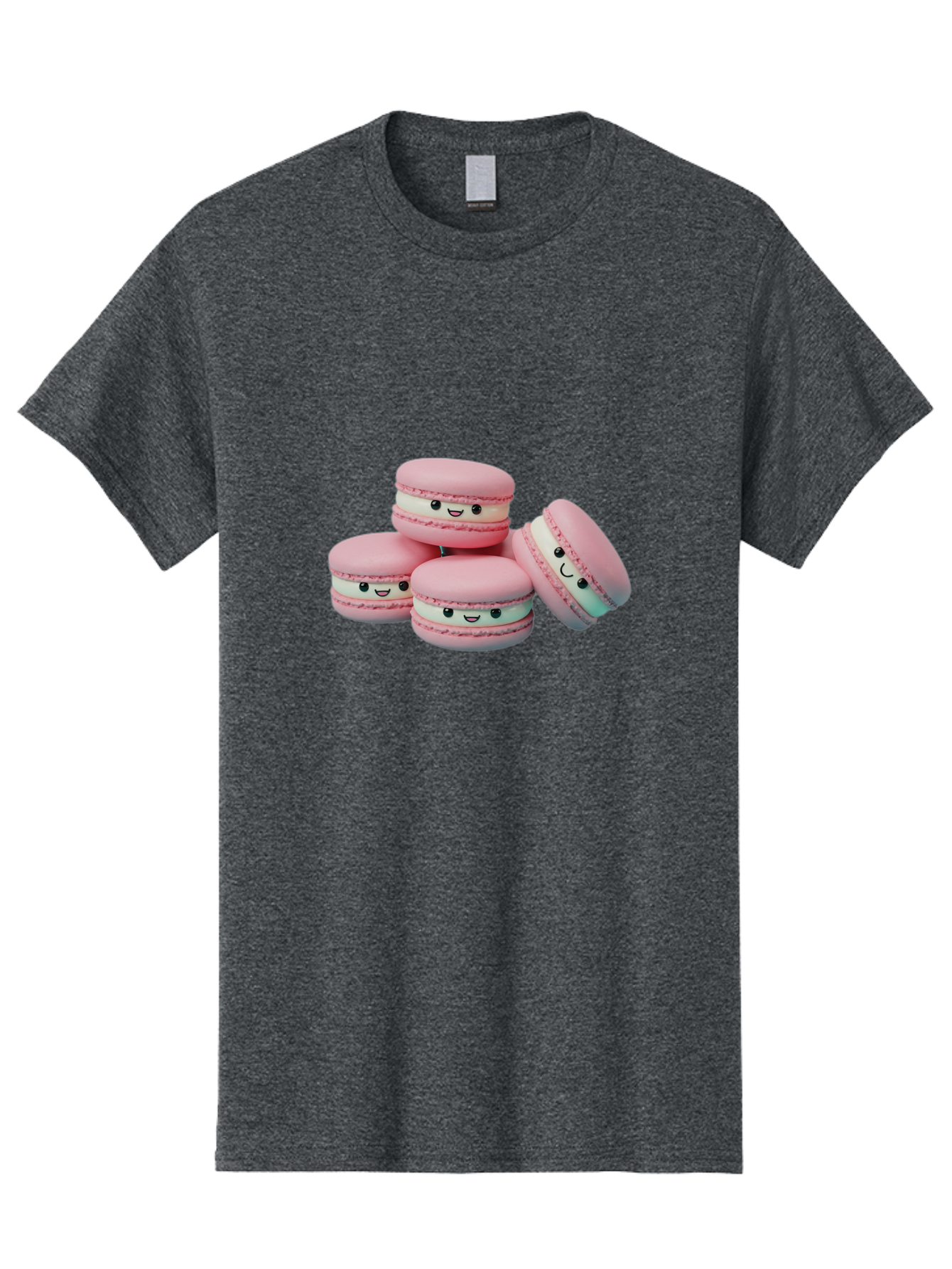 Squishy-Macarons Men'S Graphic Tee, 100% Cotton, Comfortable Casual Summer Wear, Machine Washable, Pink Macarons, Smiling Faces, Cute Desserts, Stack Of Macaroons, Sweet Treats, Adorable Faces, Tasty Macarons, Dessert Lovers, Kawaii Food Bab445 15