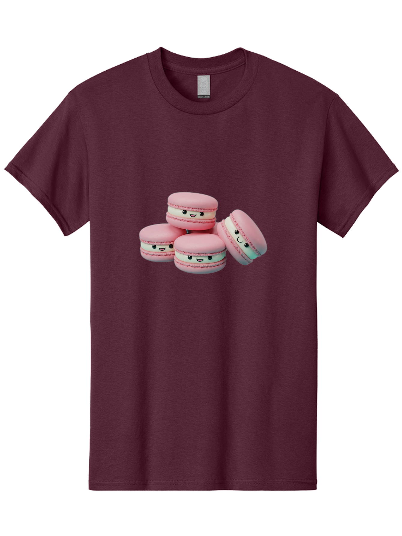 Squishy-Macarons Men'S Graphic Tee, 100% Cotton, Comfortable Casual Summer Wear, Machine Washable, Pink Macarons, Smiling Faces, Cute Desserts, Stack Of Macaroons, Sweet Treats, Adorable Faces, Tasty Macarons, Dessert Lovers, Kawaii Food Bab445 17