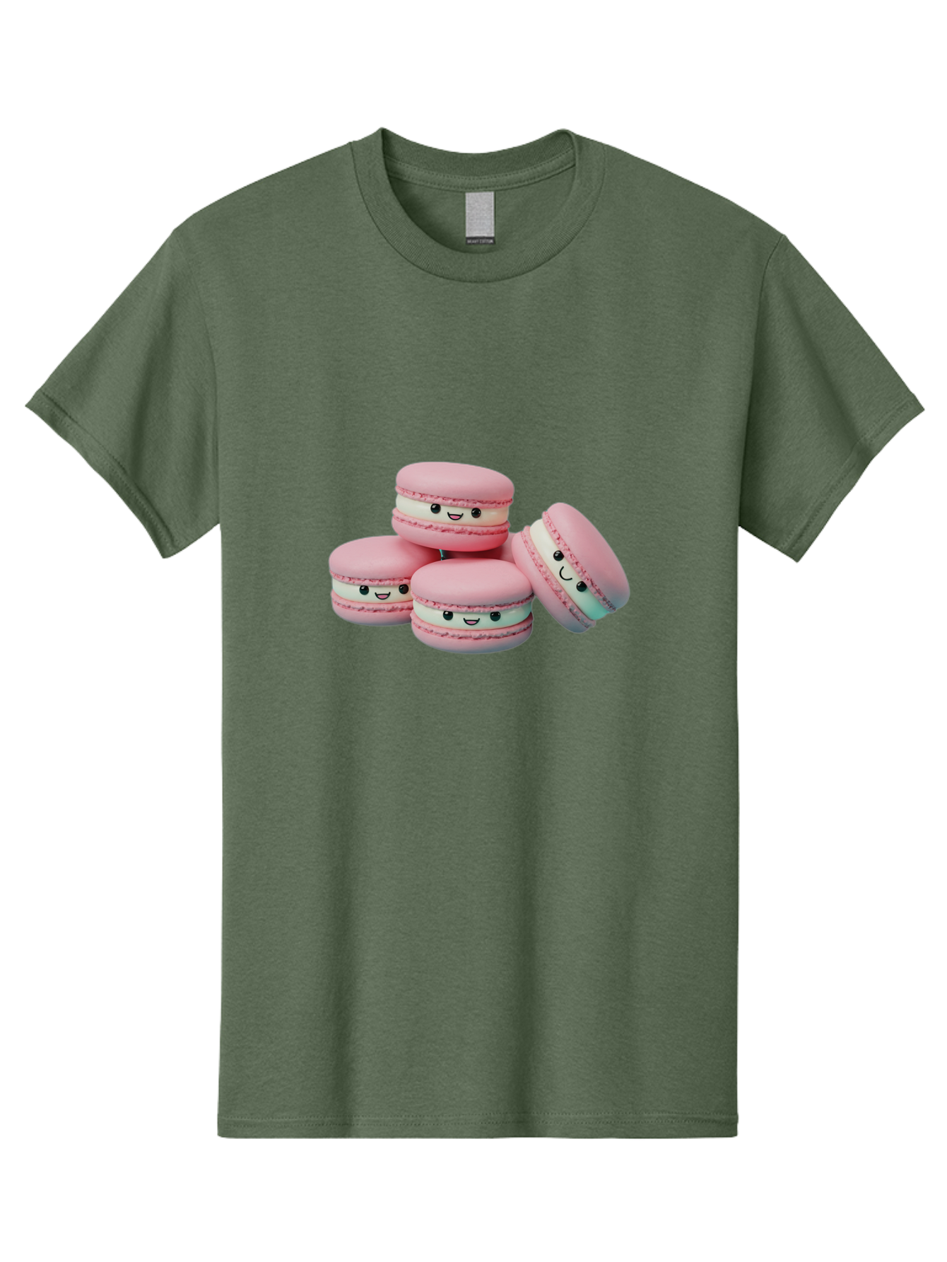 Squishy-Macarons Men'S Graphic Tee, 100% Cotton, Comfortable Casual Summer Wear, Machine Washable, Pink Macarons, Smiling Faces, Cute Desserts, Stack Of Macaroons, Sweet Treats, Adorable Faces, Tasty Macarons, Dessert Lovers, Kawaii Food Bab445 27