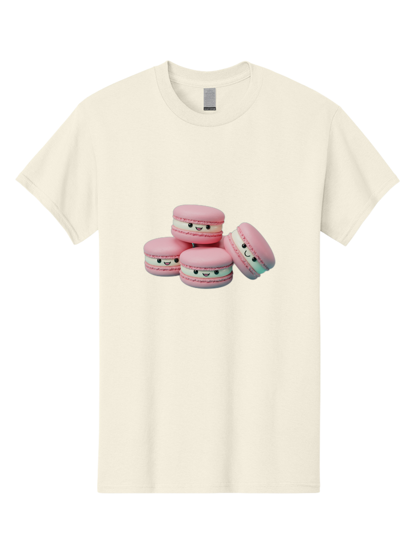 Squishy-Macarons Men'S Graphic Tee, 100% Cotton, Comfortable Casual Summer Wear, Machine Washable, Pink Macarons, Smiling Faces, Cute Desserts, Stack Of Macaroons, Sweet Treats, Adorable Faces, Tasty Macarons, Dessert Lovers, Kawaii Food Bab445 13