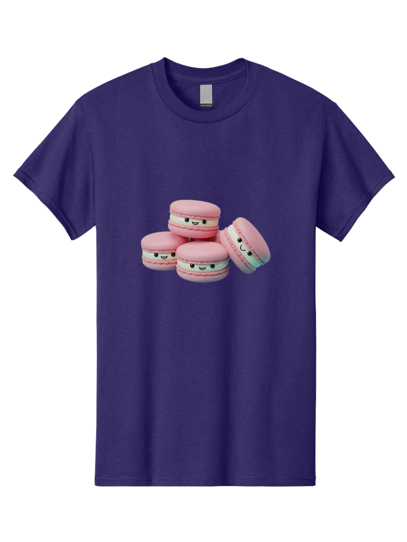 Squishy-Macarons Men'S Graphic Tee, 100% Cotton, Comfortable Casual Summer Wear, Machine Washable, Pink Macarons, Smiling Faces, Cute Desserts, Stack Of Macaroons, Sweet Treats, Adorable Faces, Tasty Macarons, Dessert Lovers, Kawaii Food Bab445 9
