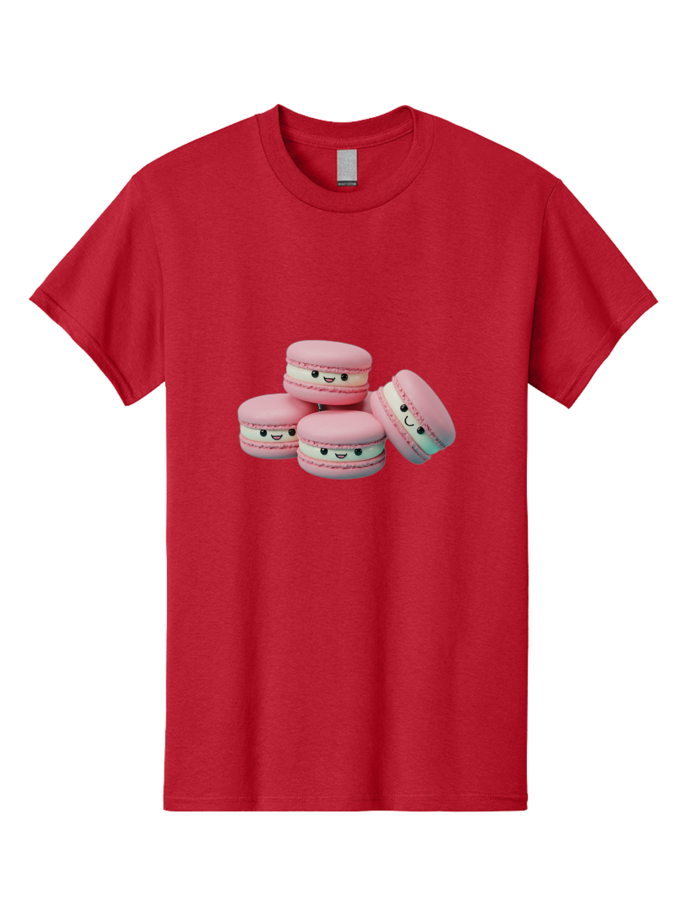 Squishy-Macarons Men'S Graphic Tee, 100% Cotton, Comfortable Casual Summer Wear, Machine Washable, Pink Macarons, Smiling Faces, Cute Desserts, Stack Of Macaroons, Sweet Treats, Adorable Faces, Tasty Macarons, Dessert Lovers, Kawaii Food Bab445 23