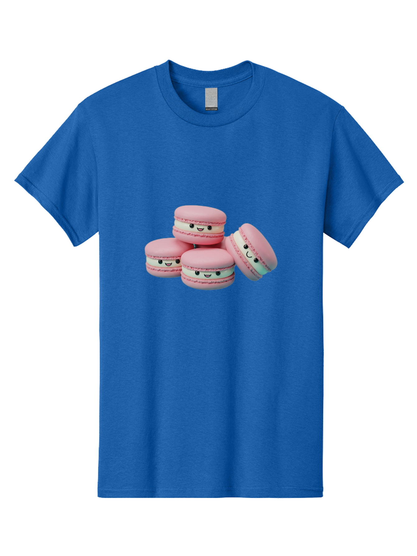 Squishy-Macarons Men'S Graphic Tee, 100% Cotton, Comfortable Casual Summer Wear, Machine Washable, Pink Macarons, Smiling Faces, Cute Desserts, Stack Of Macaroons, Sweet Treats, Adorable Faces, Tasty Macarons, Dessert Lovers, Kawaii Food Bab445 1