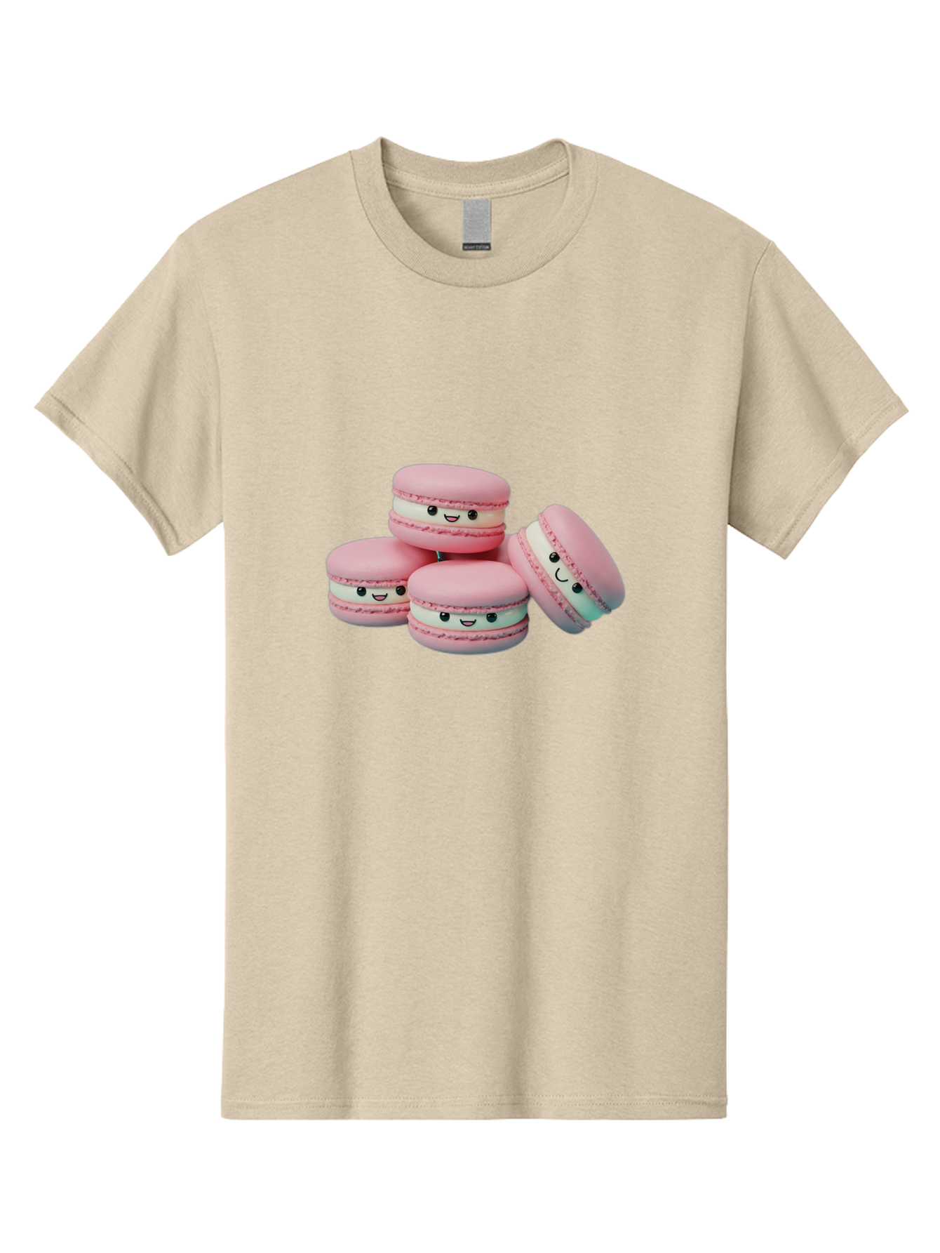 Squishy-Macarons Men'S Graphic Tee, 100% Cotton, Comfortable Casual Summer Wear, Machine Washable, Pink Macarons, Smiling Faces, Cute Desserts, Stack Of Macaroons, Sweet Treats, Adorable Faces, Tasty Macarons, Dessert Lovers, Kawaii Food Bab445 19