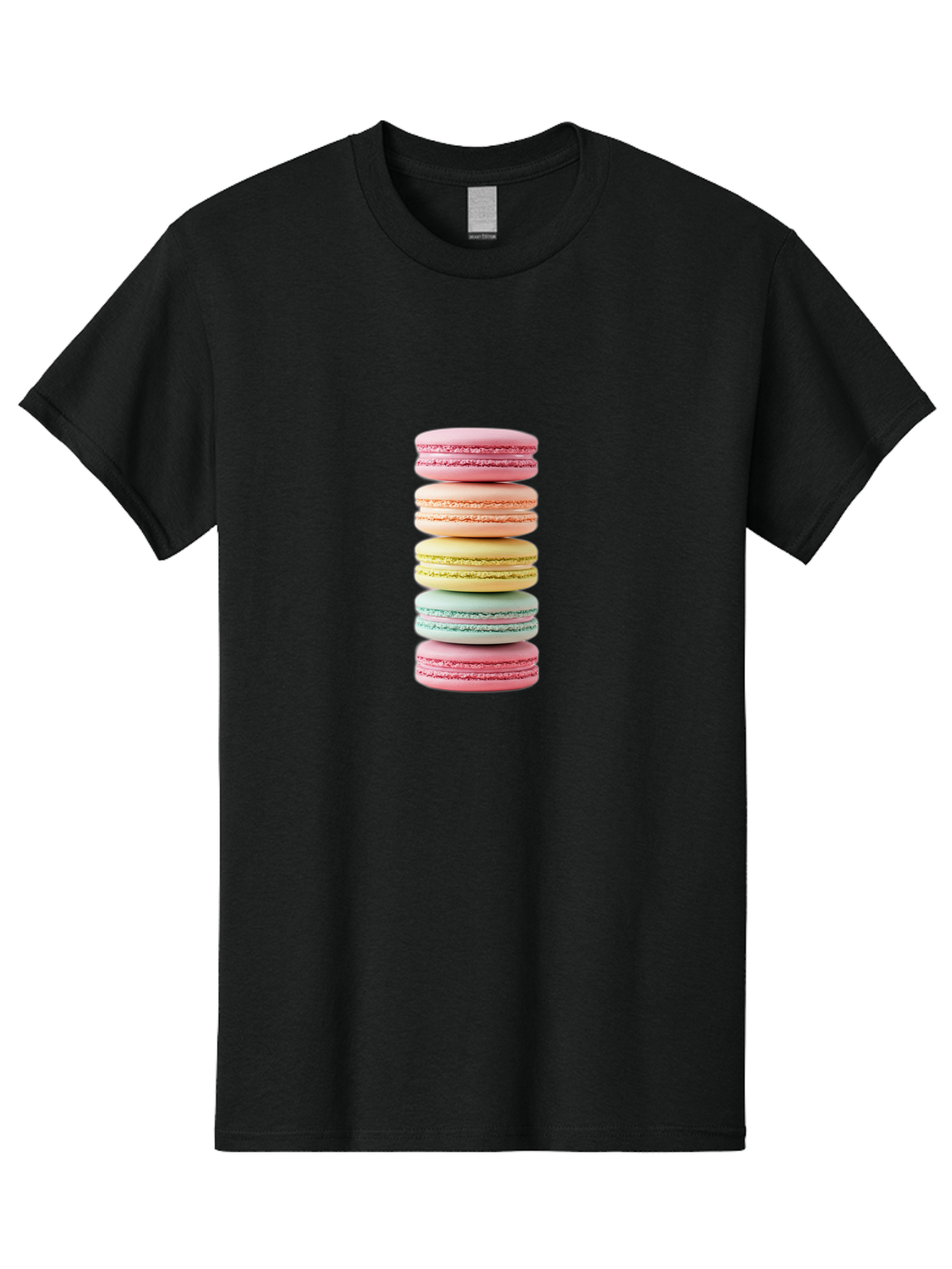 Stacked-Macarons-1 Men'S Graphic Tee, 100% Cotton, Comfortable Casual Summer Wear, Machine Washable, Colorful Macarons, Pastel Colors, Stacked Treats, Sweet Delights, Dessert Lovers, Macaron Tower, French Patisserie, Colorful Sweets, Bab451 19