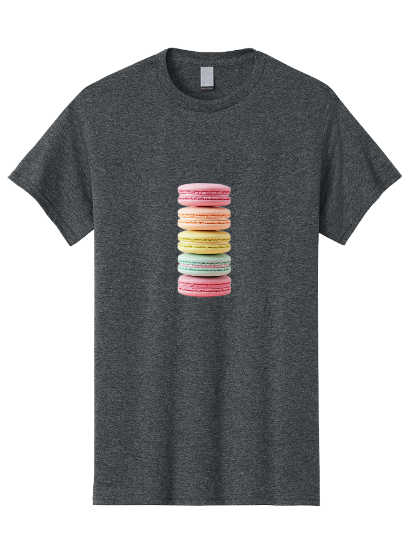 Stacked-Macarons-1 Men'S Graphic Tee, 100% Cotton, Comfortable Casual Summer Wear, Machine Washable, Colorful Macarons, Pastel Colors, Stacked Treats, Sweet Delights, Dessert Lovers, Macaron Tower, French Patisserie, Colorful Sweets, Bab451 15