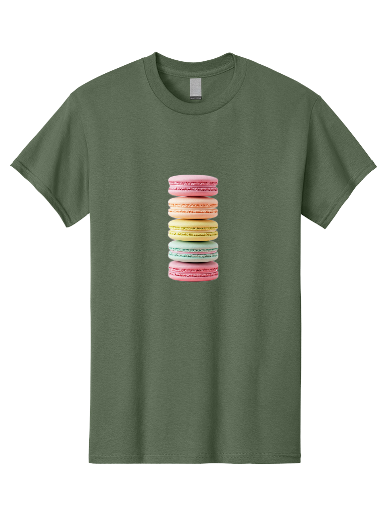 Stacked-Macarons-1 Men'S Graphic Tee, 100% Cotton, Comfortable Casual Summer Wear, Machine Washable, Colorful Macarons, Pastel Colors, Stacked Treats, Sweet Delights, Dessert Lovers, Macaron Tower, French Patisserie, Colorful Sweets, Bab451 13
