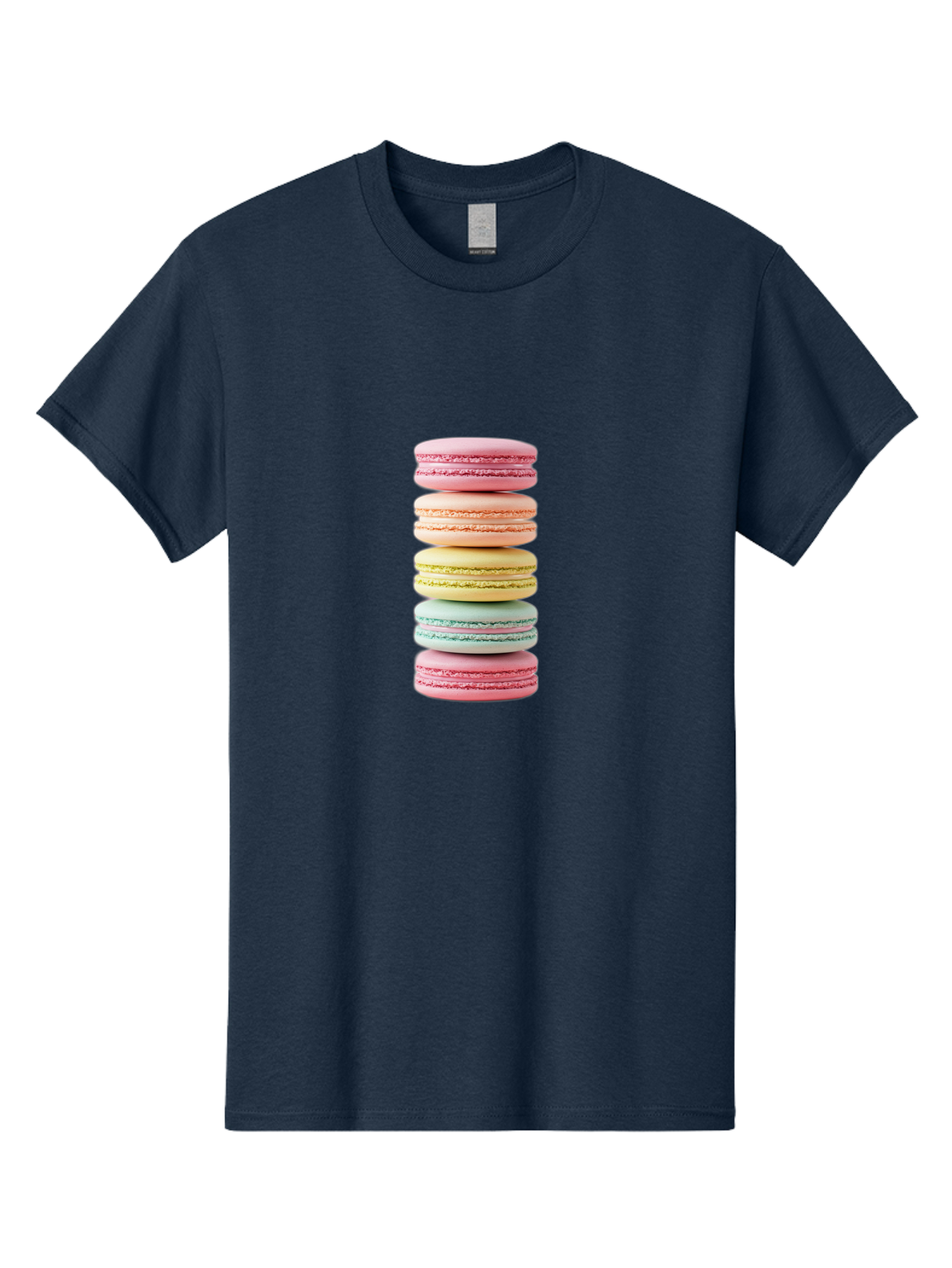 Stacked-Macarons-1 Men'S Graphic Tee, 100% Cotton, Comfortable Casual Summer Wear, Machine Washable, Colorful Macarons, Pastel Colors, Stacked Treats, Sweet Delights, Dessert Lovers, Macaron Tower, French Patisserie, Colorful Sweets, Bab451 27