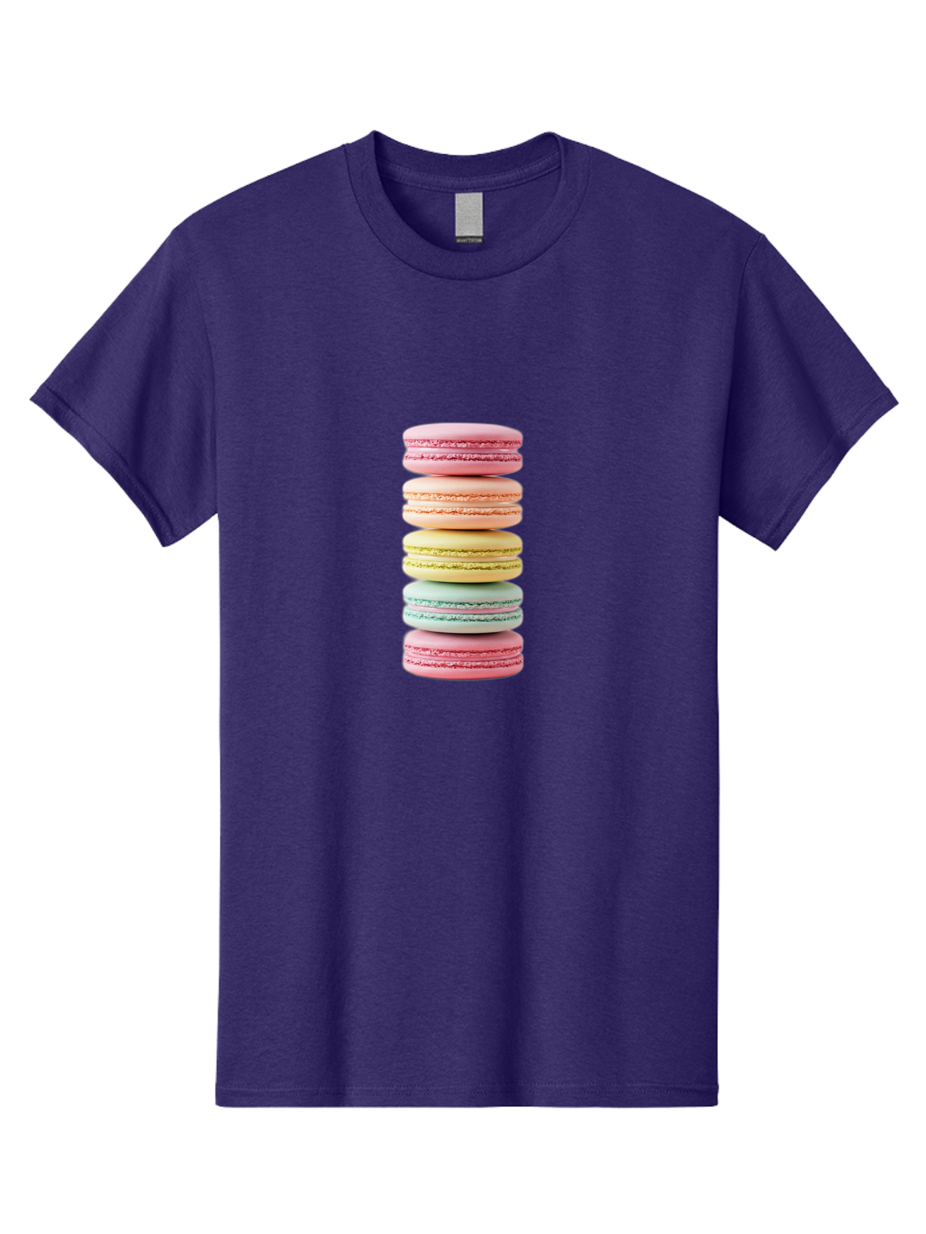 Stacked-Macarons-1 Men'S Graphic Tee, 100% Cotton, Comfortable Casual Summer Wear, Machine Washable, Colorful Macarons, Pastel Colors, Stacked Treats, Sweet Delights, Dessert Lovers, Macaron Tower, French Patisserie, Colorful Sweets, Bab451 7